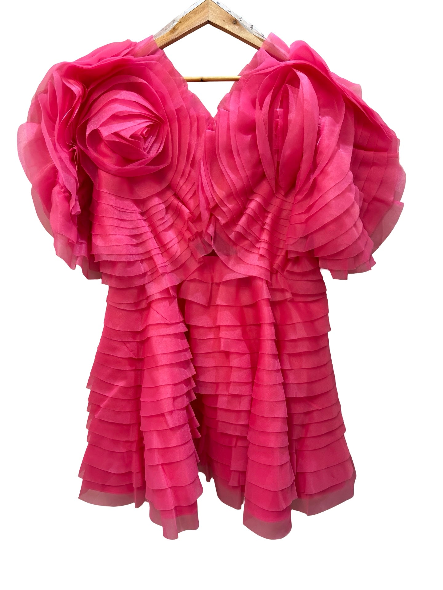 Aje Hot Pink Ruffle Dress 16