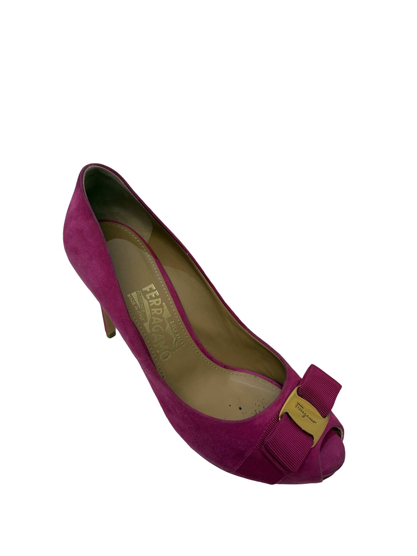 Salvatore Ferragamo Pink Suede Heels 7.5 WB