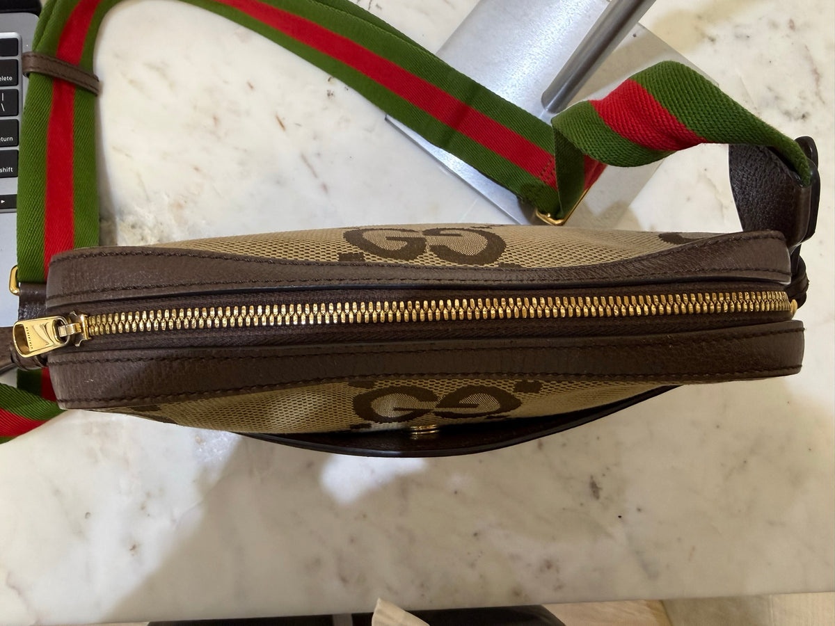 Gucci Monogram Brown Leather Bag, O/S