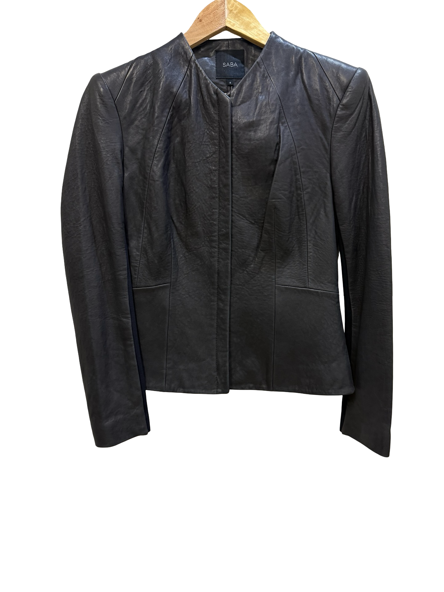 Saba Navy Lilia Leather Jacket 8 NWT
