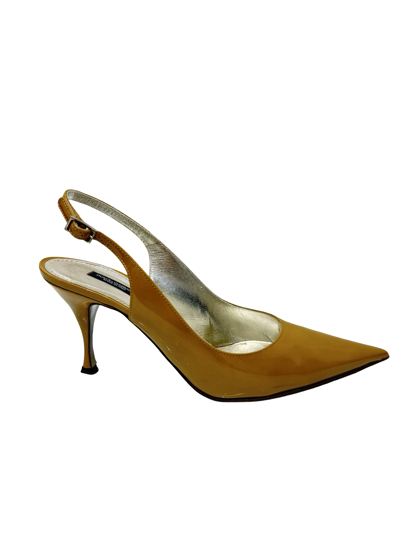 Dolce Gabbana Mustard Patent Slingback 40 WB