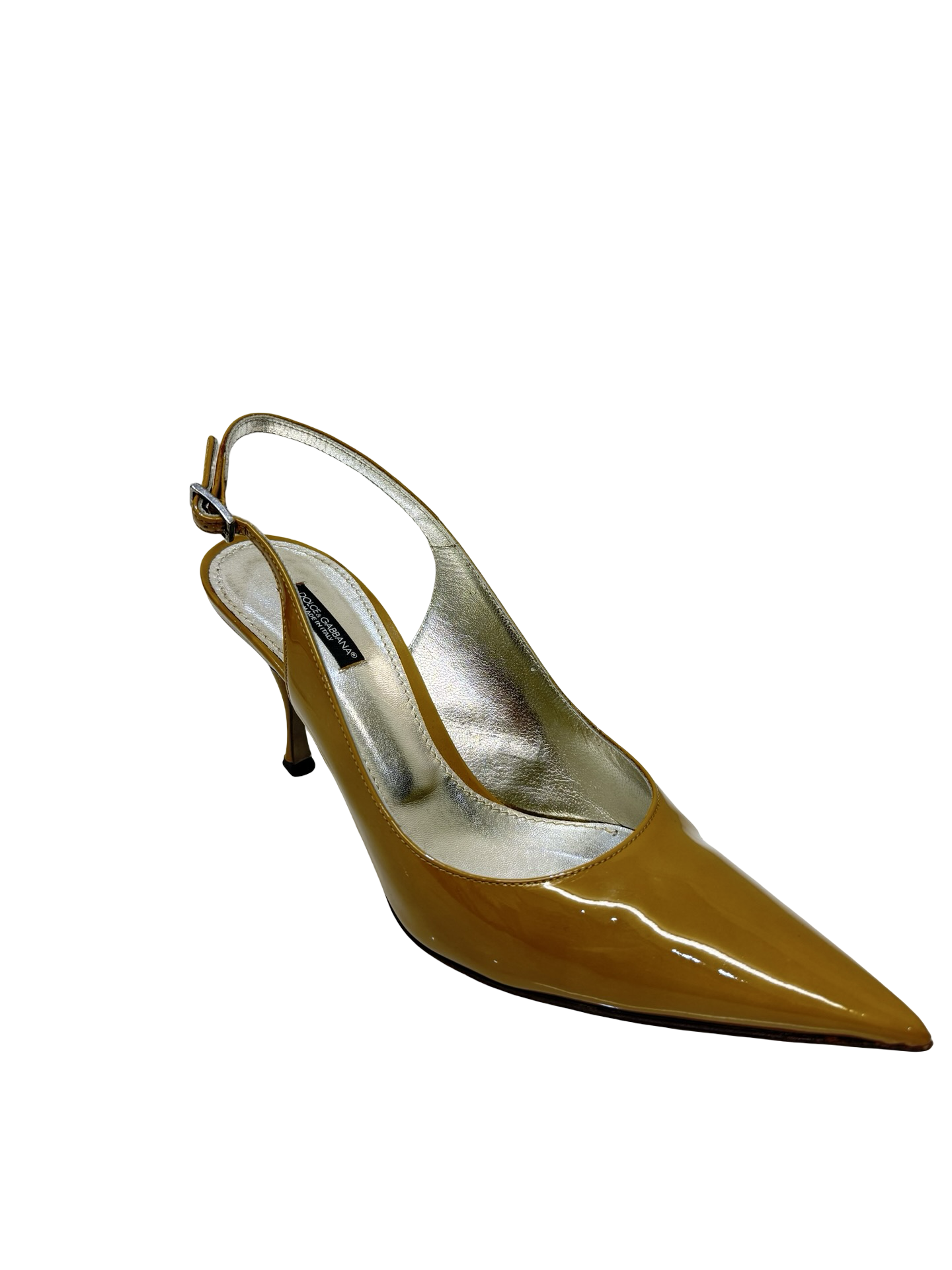 Dolce Gabbana Mustard Patent Slingback 40 WB