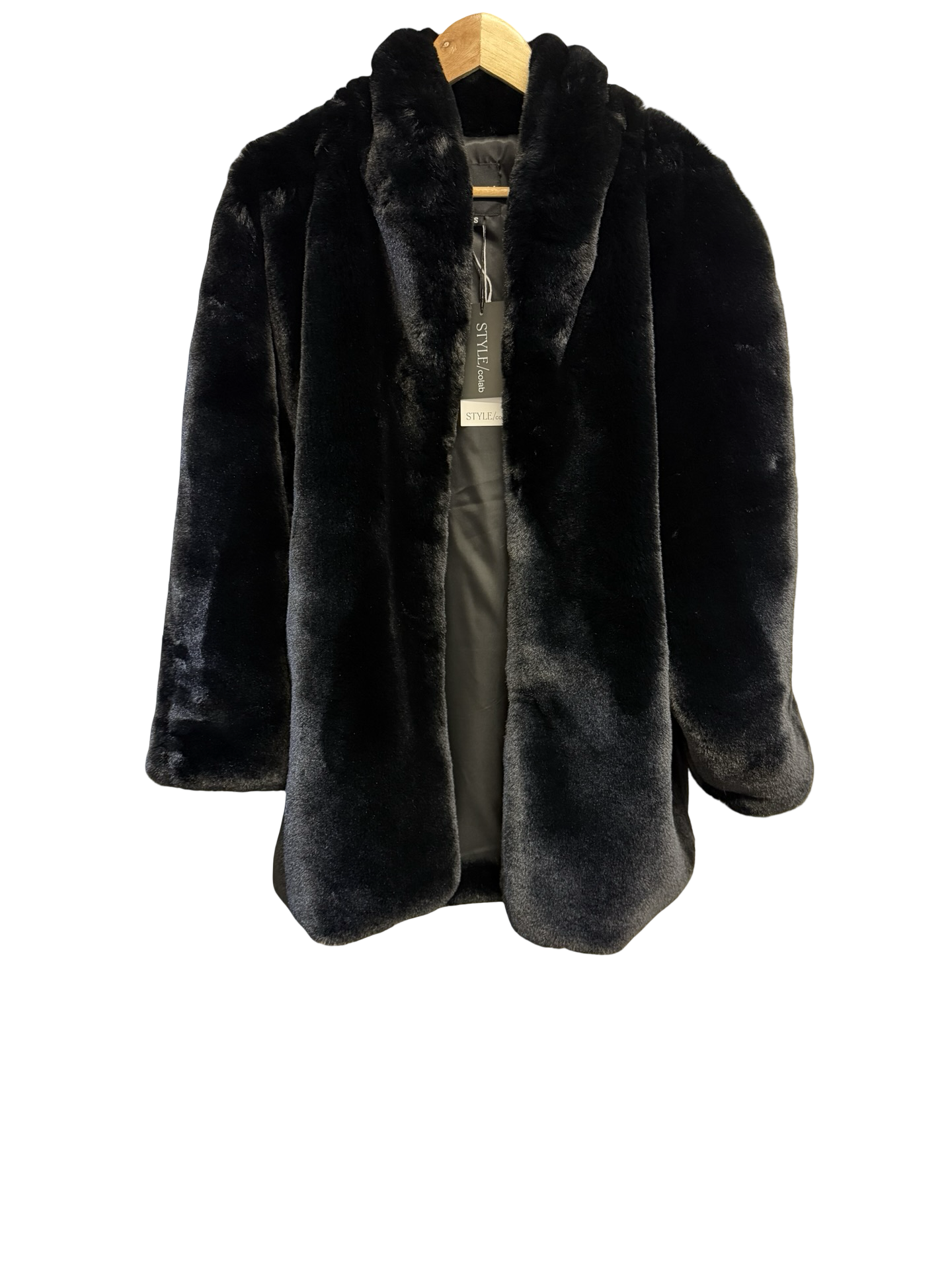 I Am Gaia Black Faux Fur Jacket S