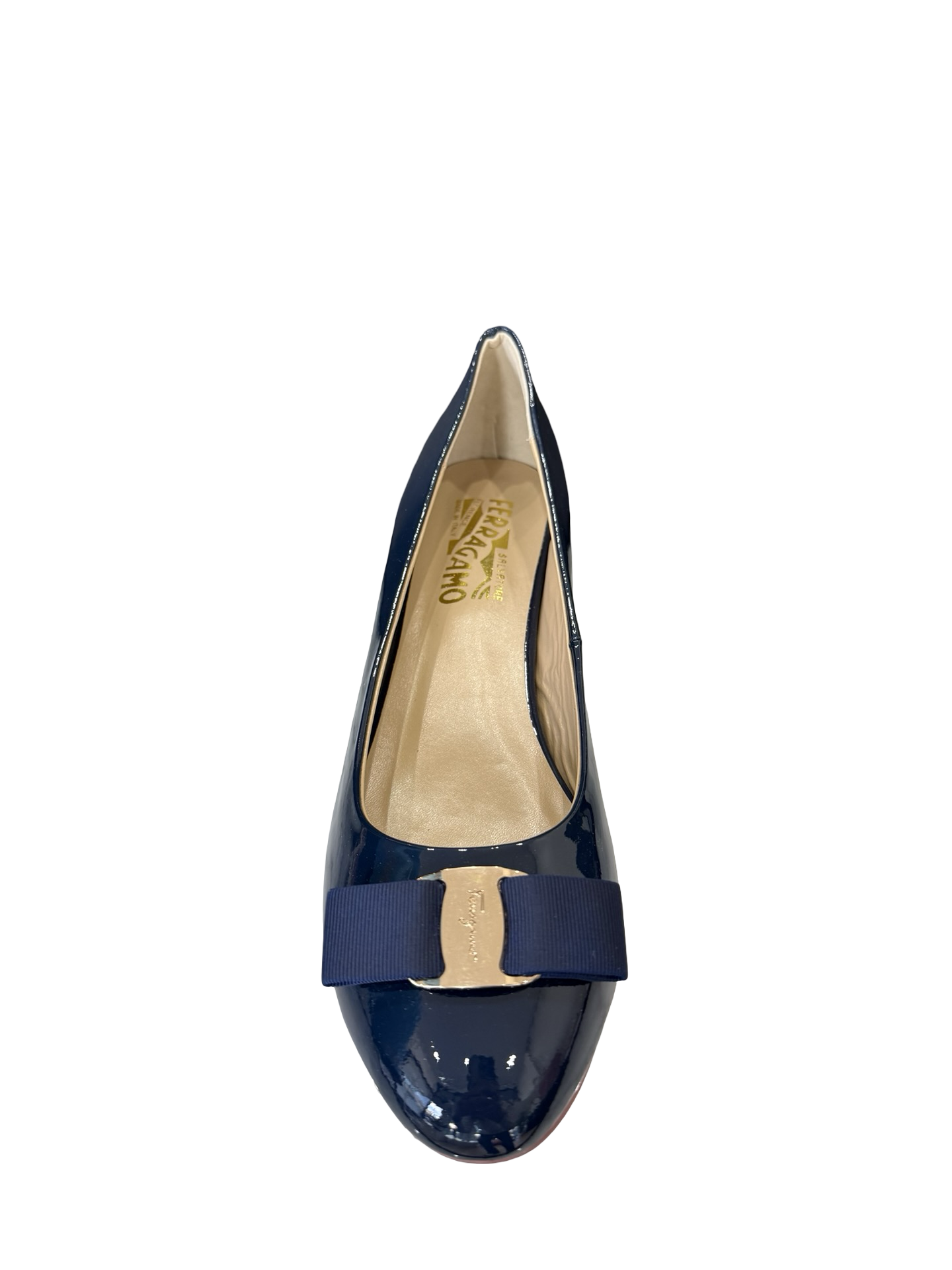 Ferragamo Navy Patent Pump 40 WDB