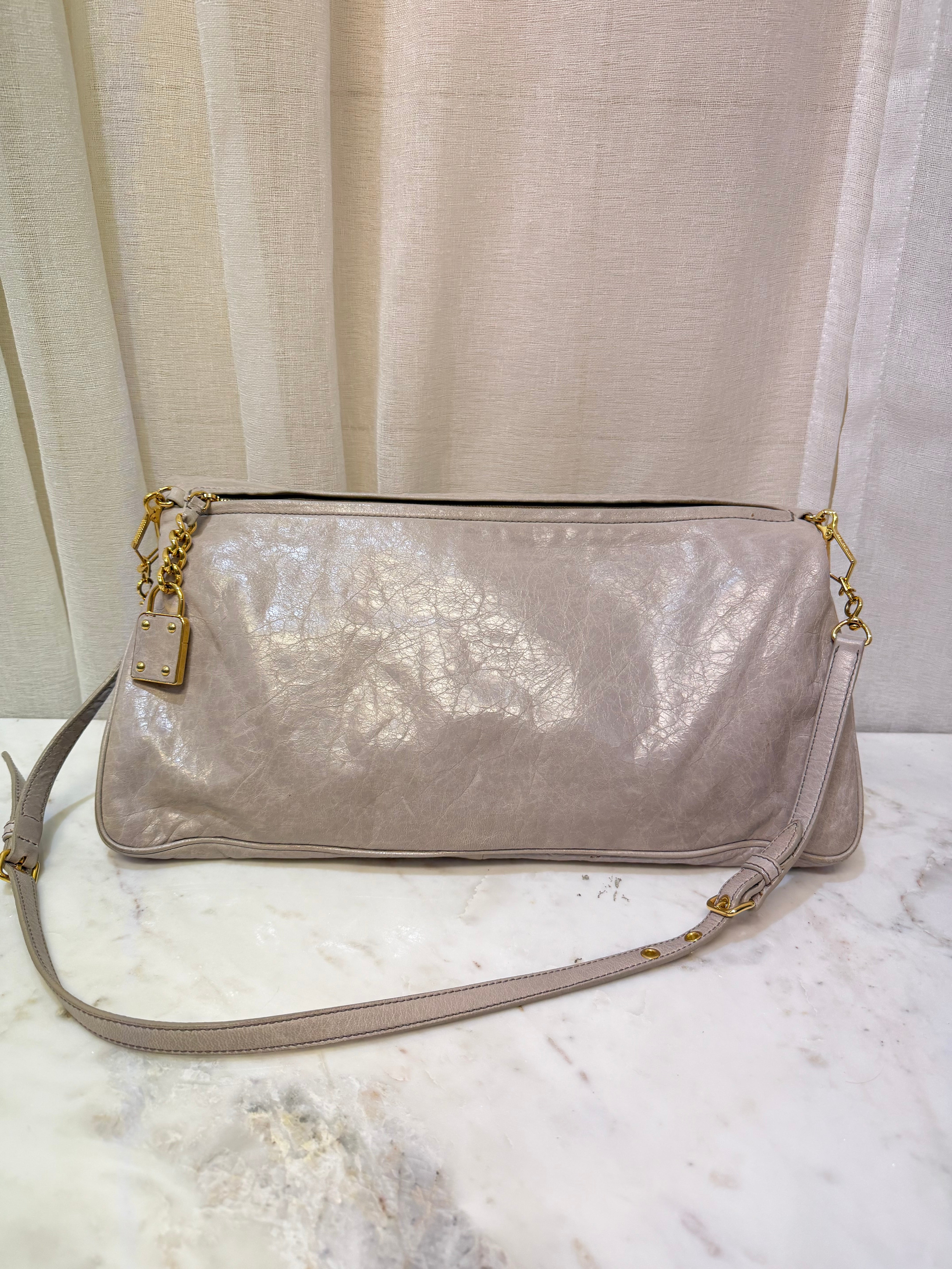 Miu Miu Beige Leather Shoulder Bag WB