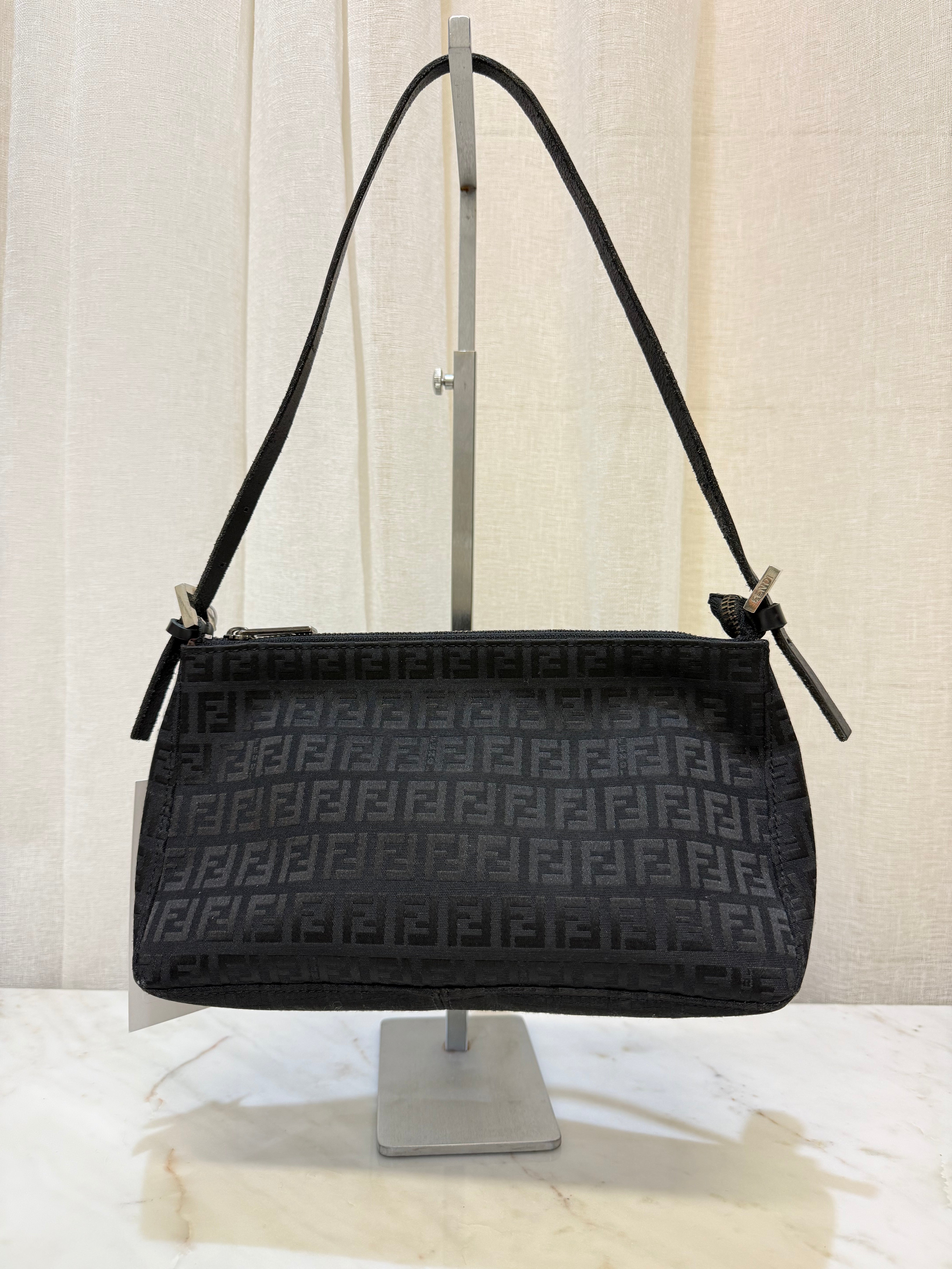 Fendi Zucchino Pochette Shoulder Bag Black