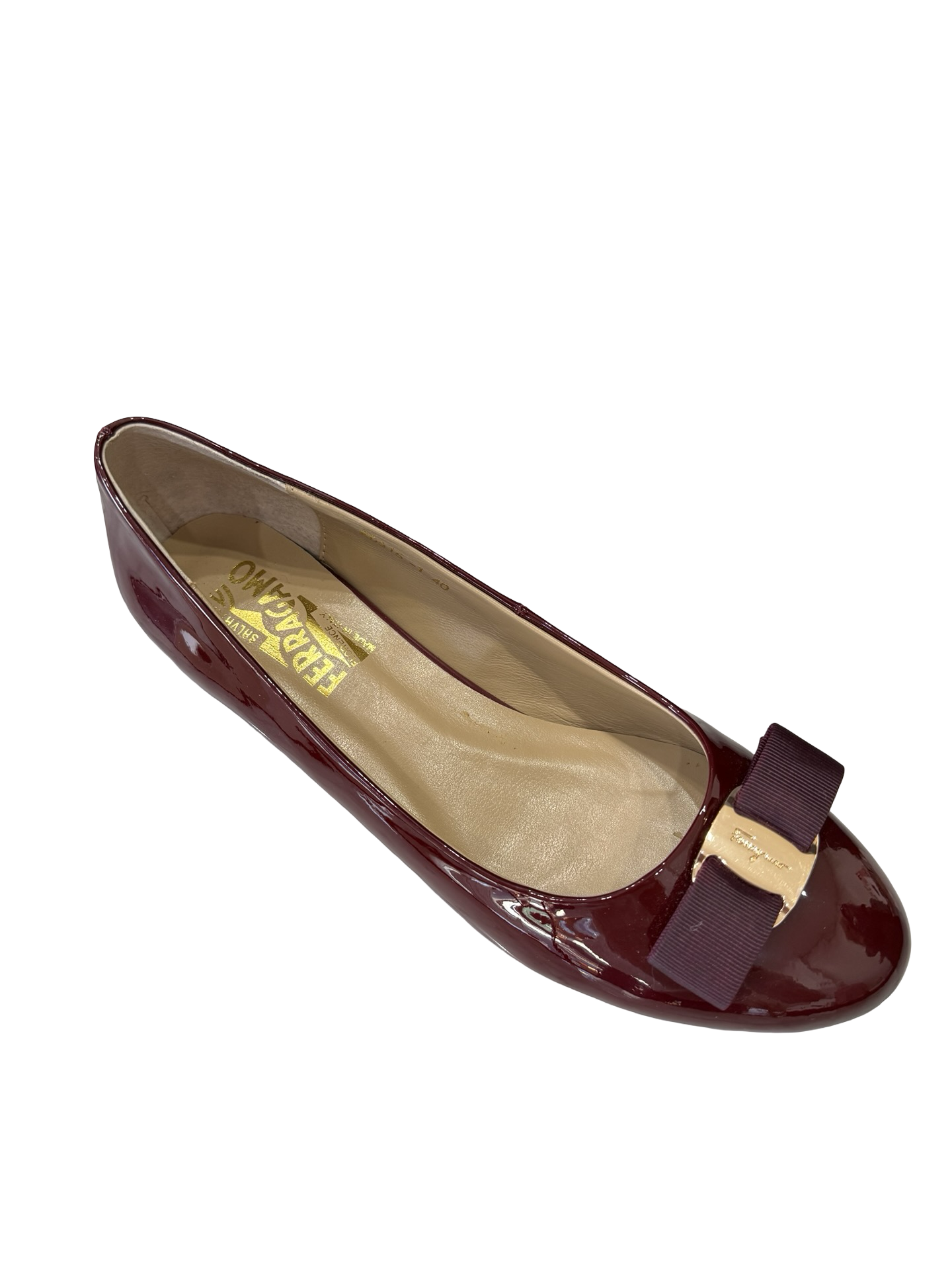 Ferragamo Maroon Patent Pump 40 WDB
