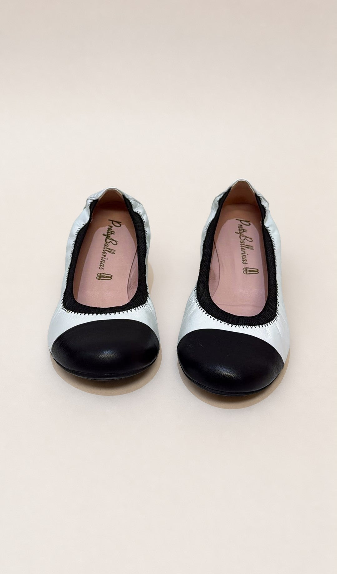 Pretty Ballerinas White Black Ballet Flats 36