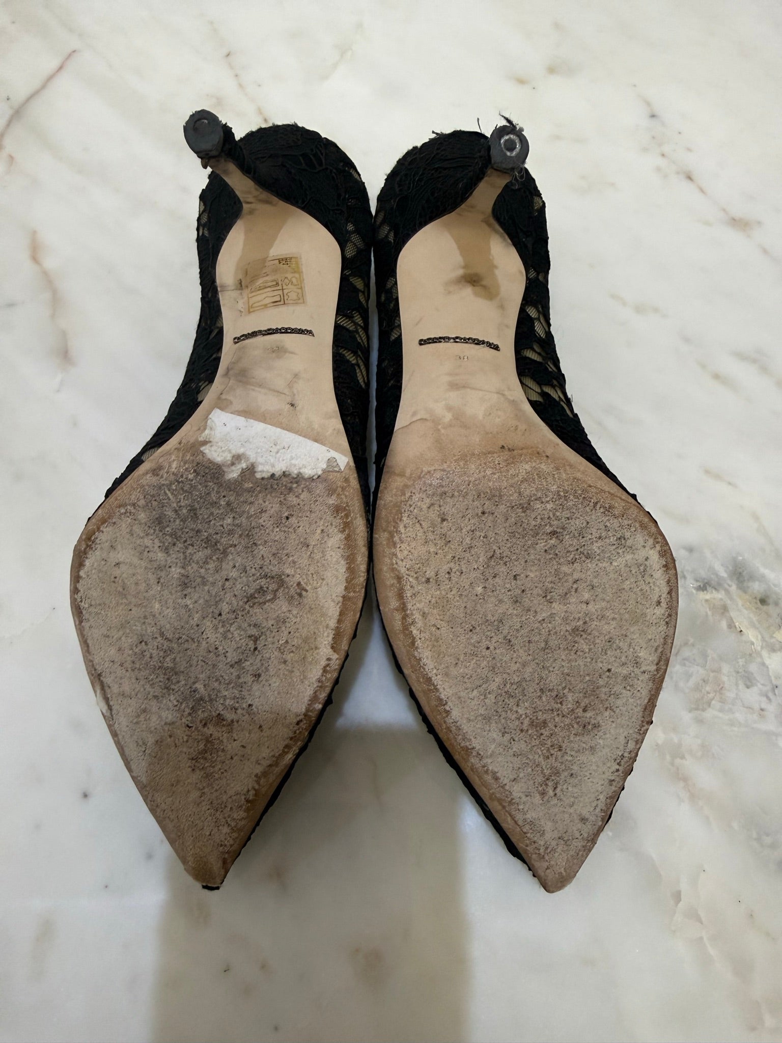 Dolce & Gabbana Black Lace Embellished Heels 38
