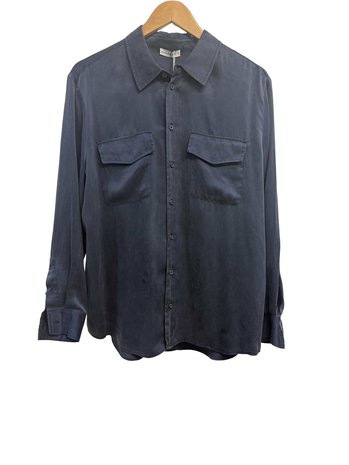 Silk Laundry Navy Shirt As Is S