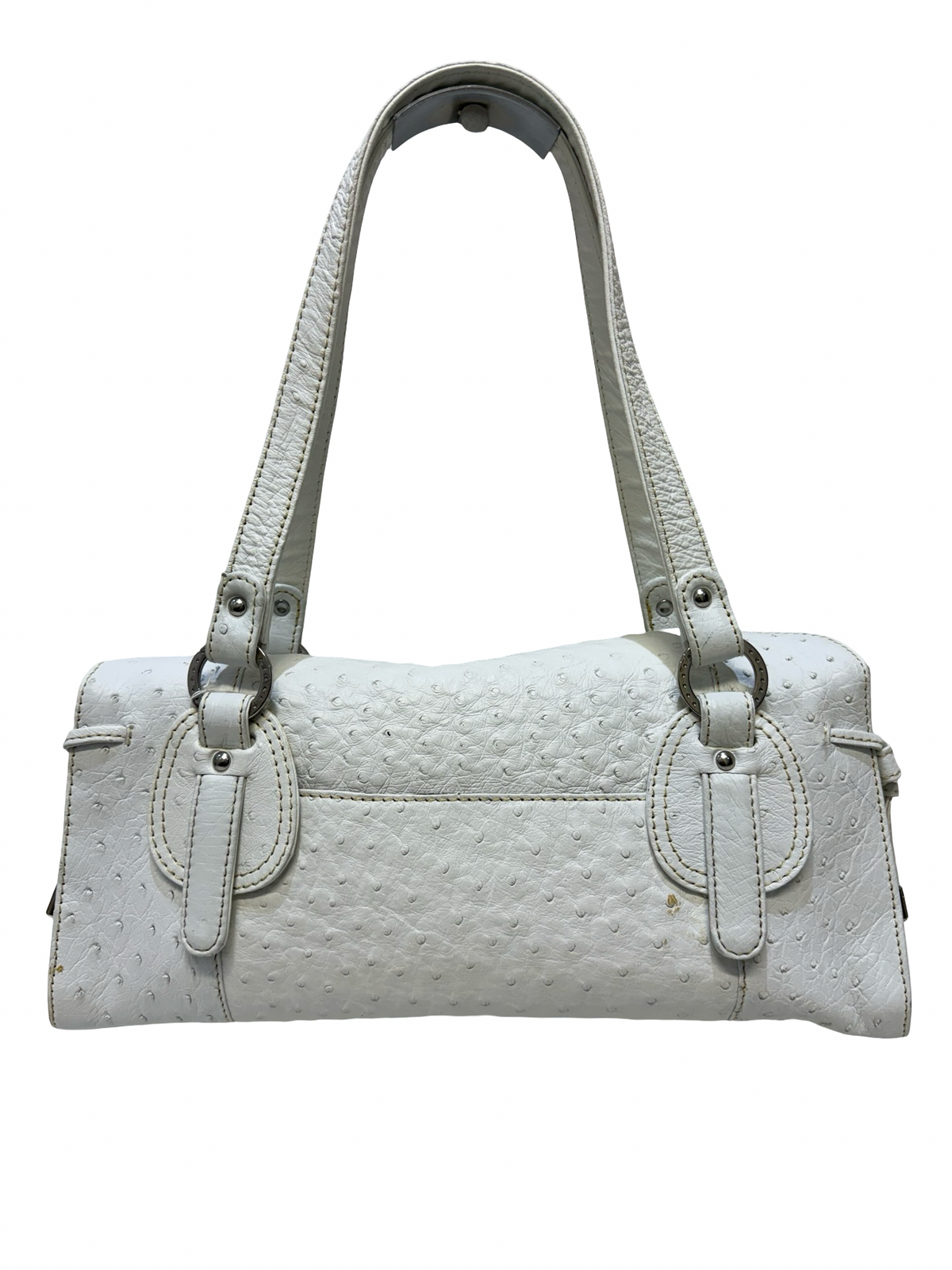 White Ostrich Leather Bag