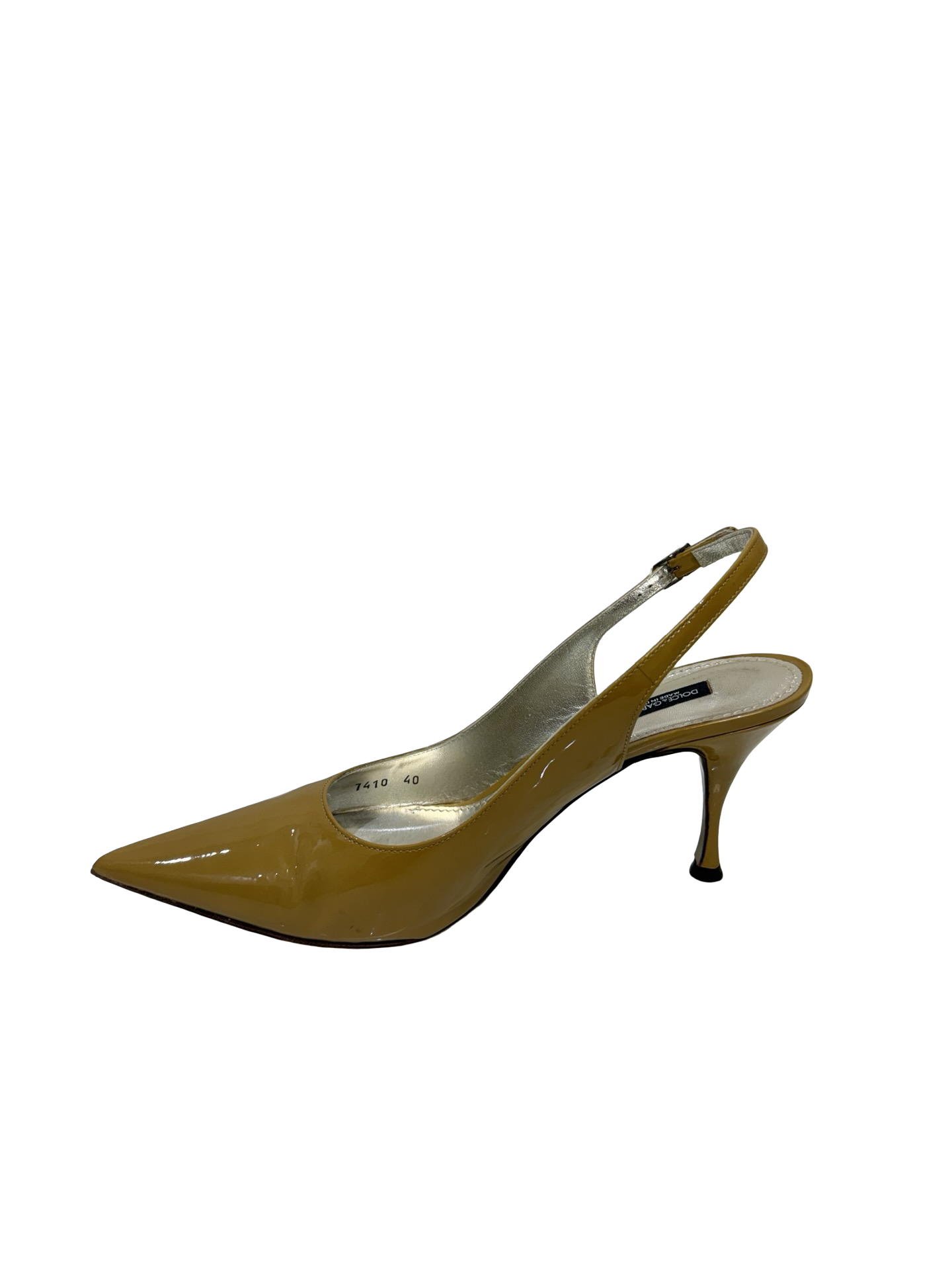 Dolce Gabbana Mustard Patent Slingback 40 WB