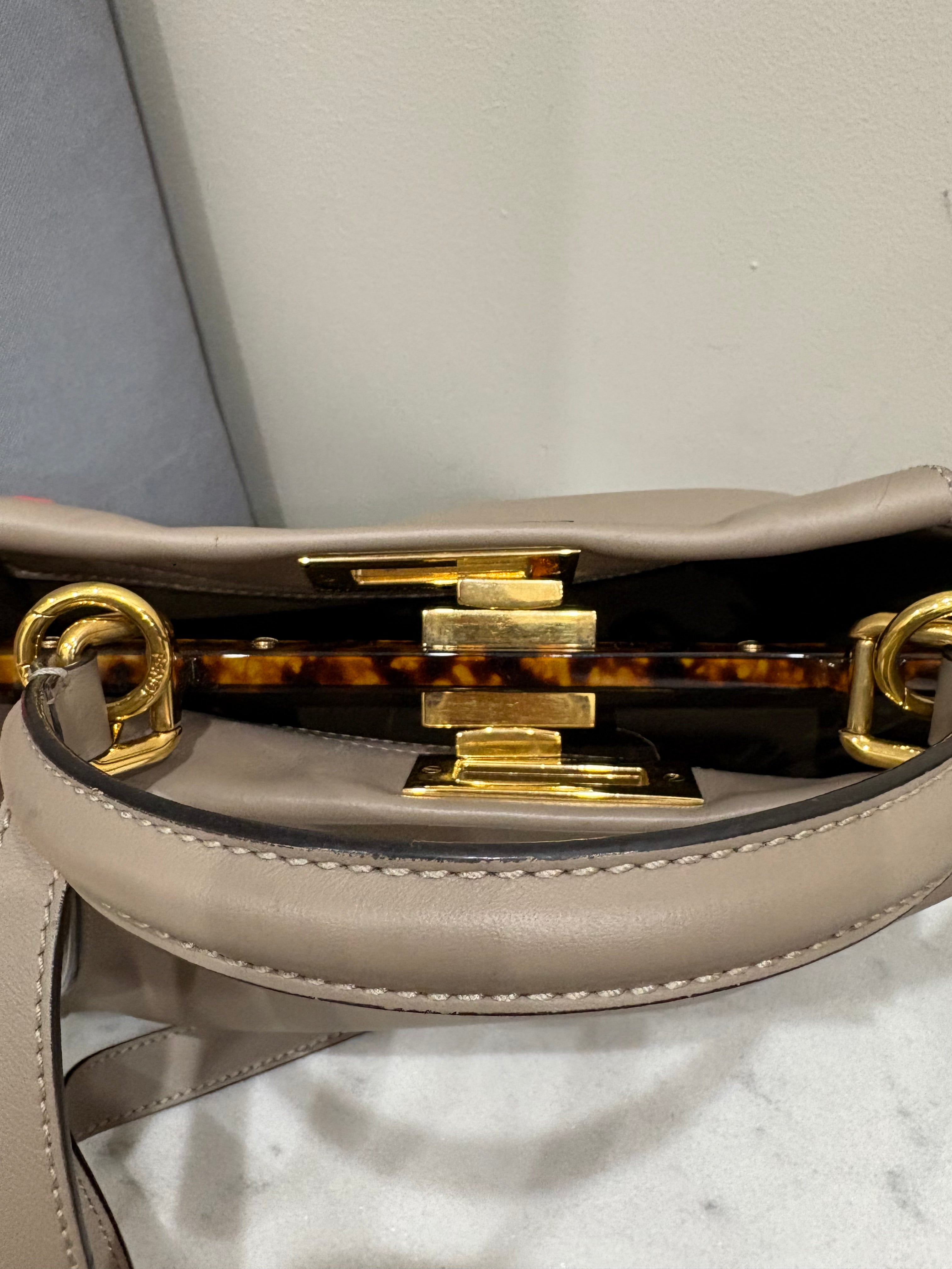 Fendi Neutral Peekaboo Tote Bag Medium
