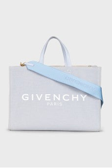 Givenchy Light Blue Canvas Medium G Tote
