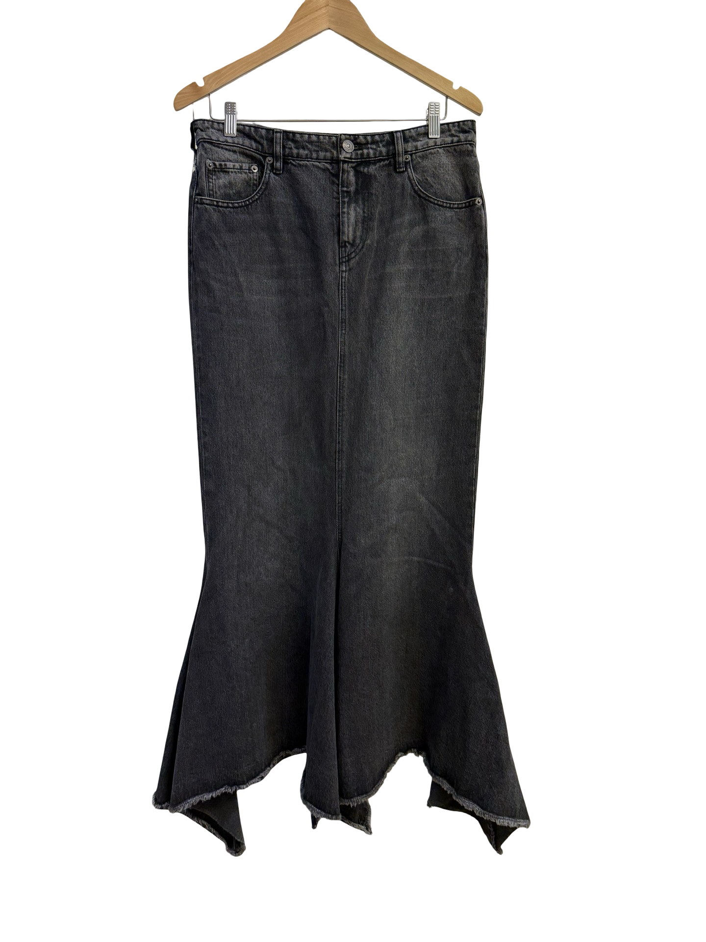 Balenciaga Black Jean Midi Skirt M