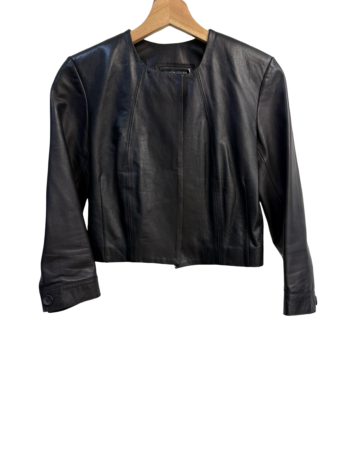 White Suede Black Cropped Leather Jacket 10