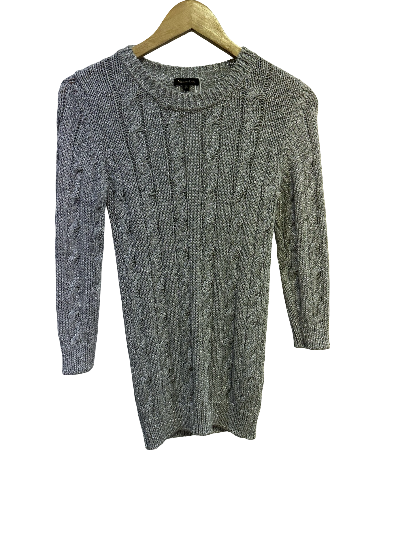 Massimo Dutti Silver Cable Knit M