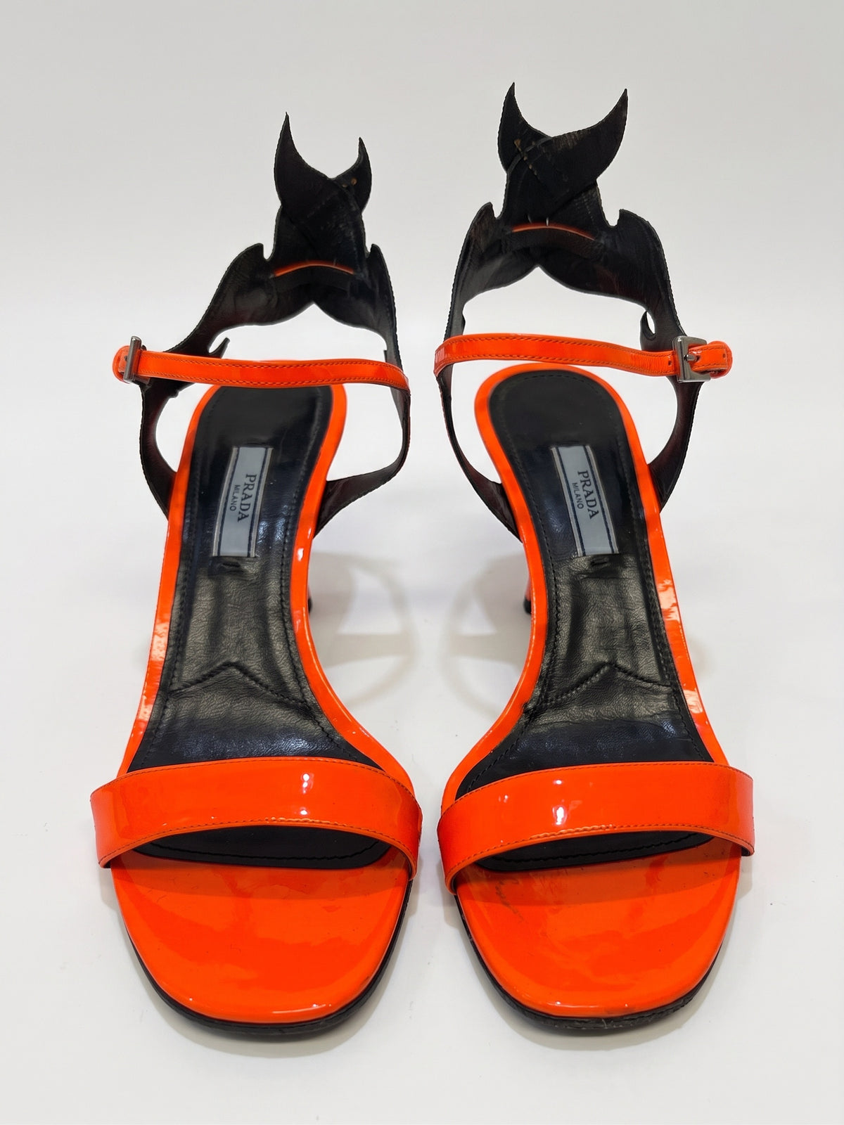 Prada Neon Orange Flame Sandal 38