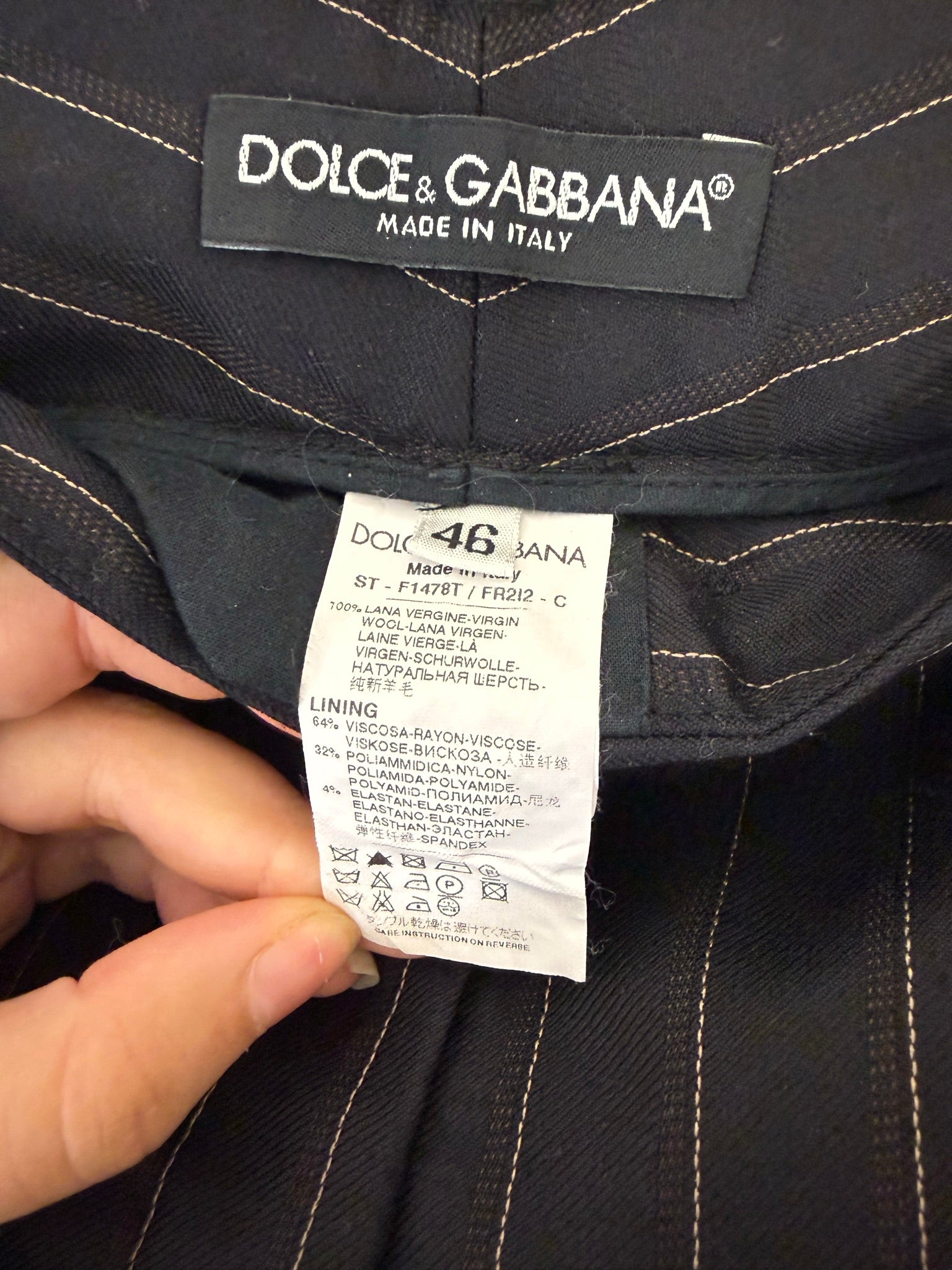 Dolce & Gabbana Black Pinstripe Pants 46