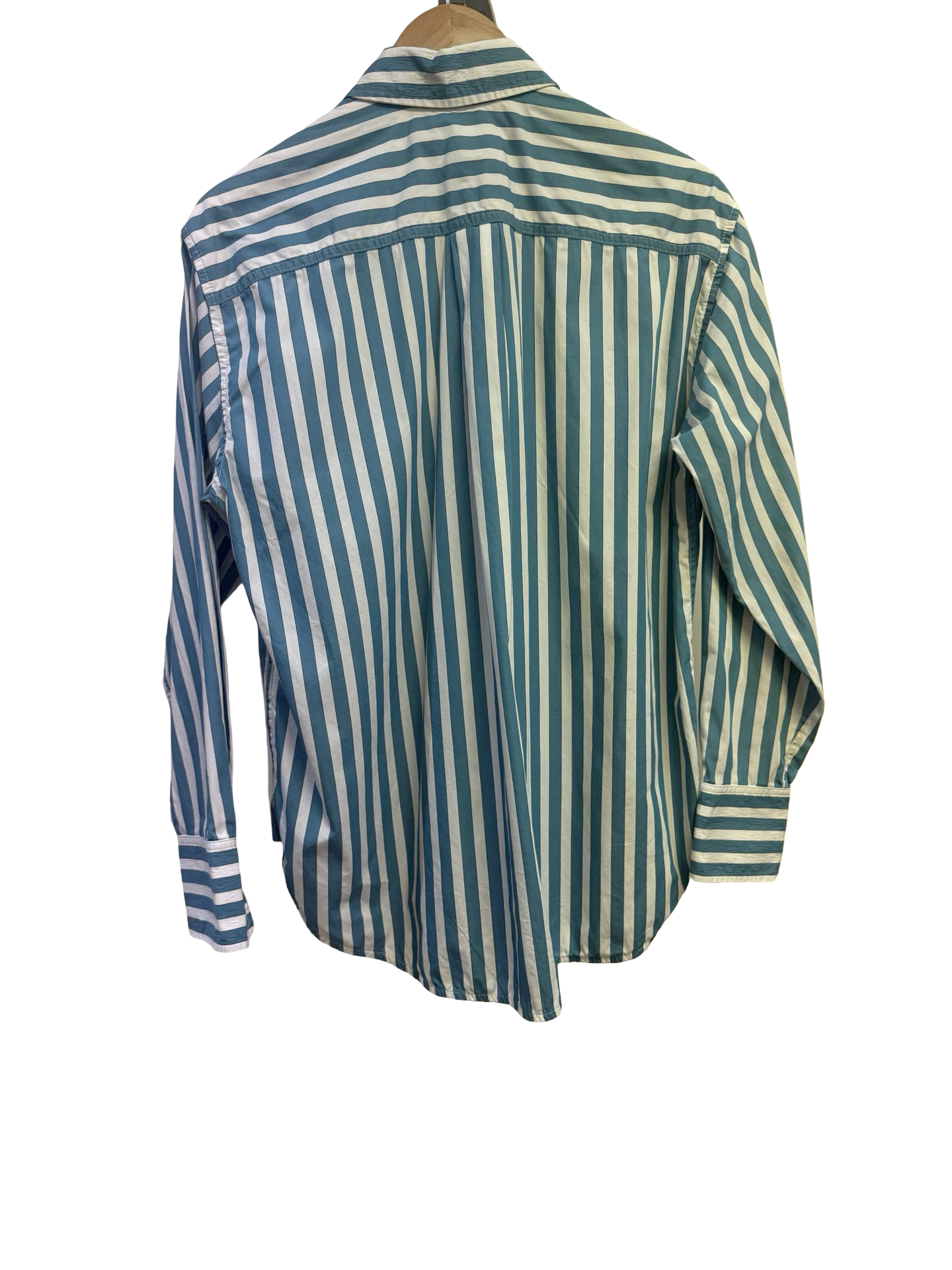 Victoria Beckham Striped Teal Dress Shirt 10