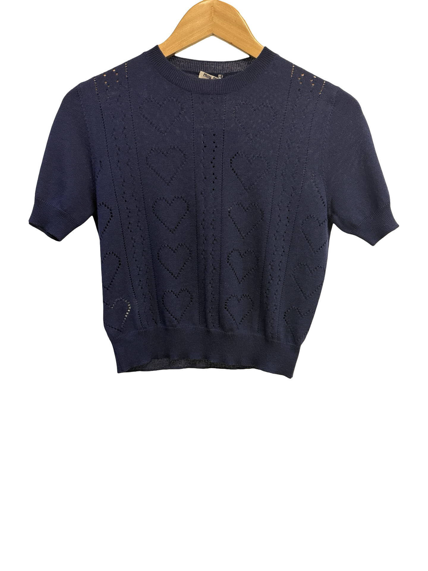 Miu Miu Knit Lace Navy Knit Top 38