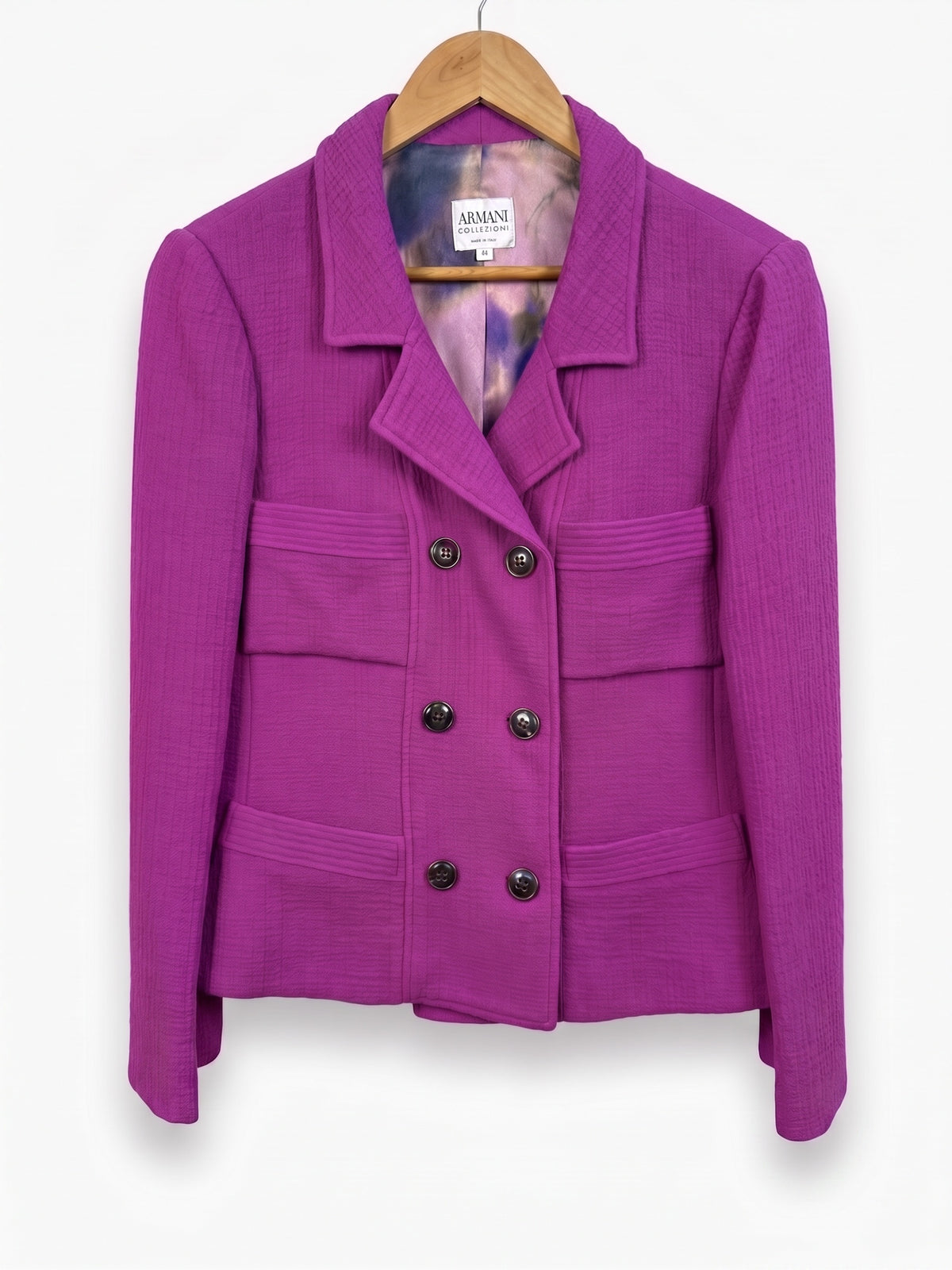 Armani Collezioni Purple Wool Double Breasted Blazer 44