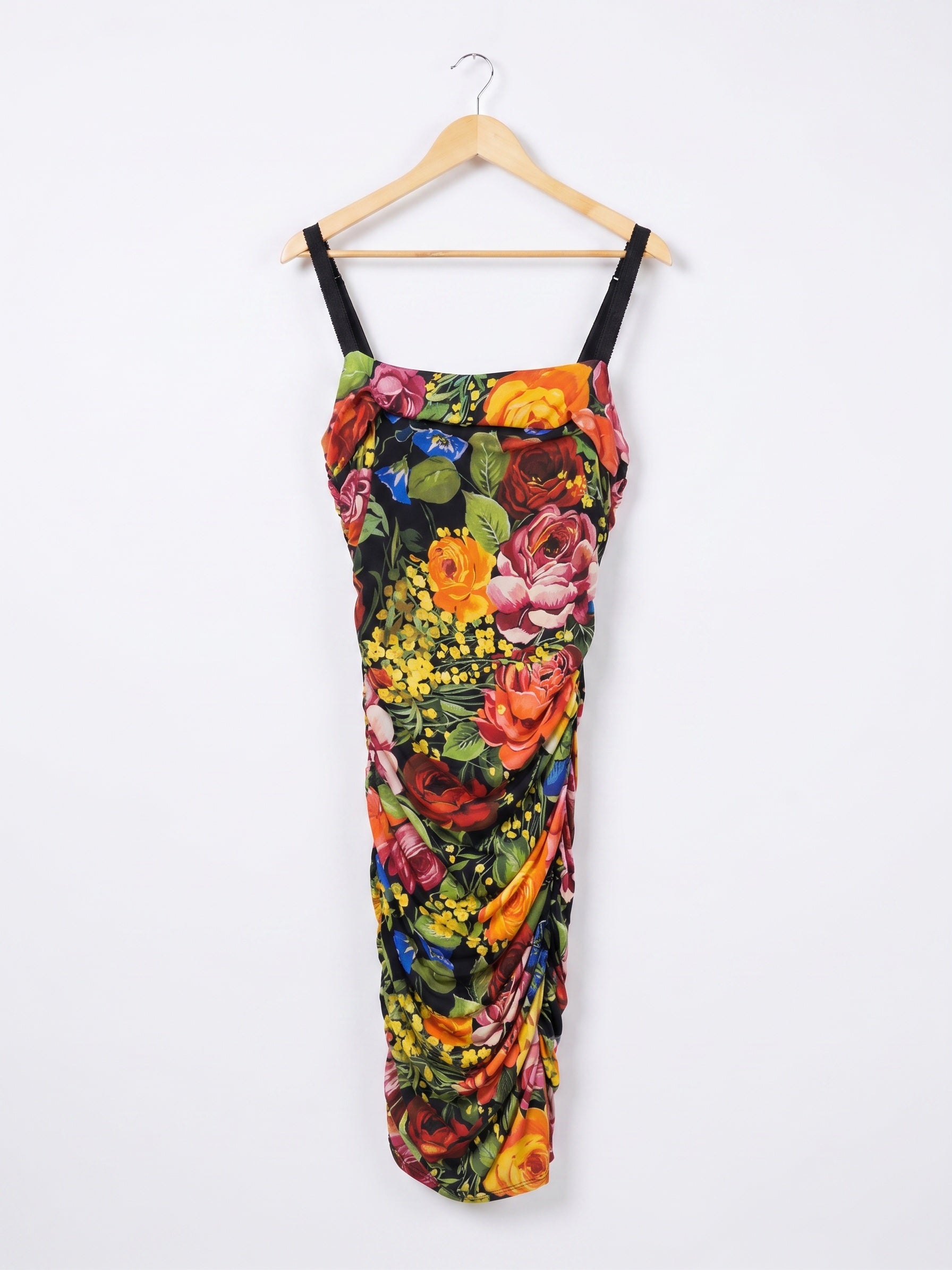 Dolce & Gabbana Black Floral Bodycon Dress XL