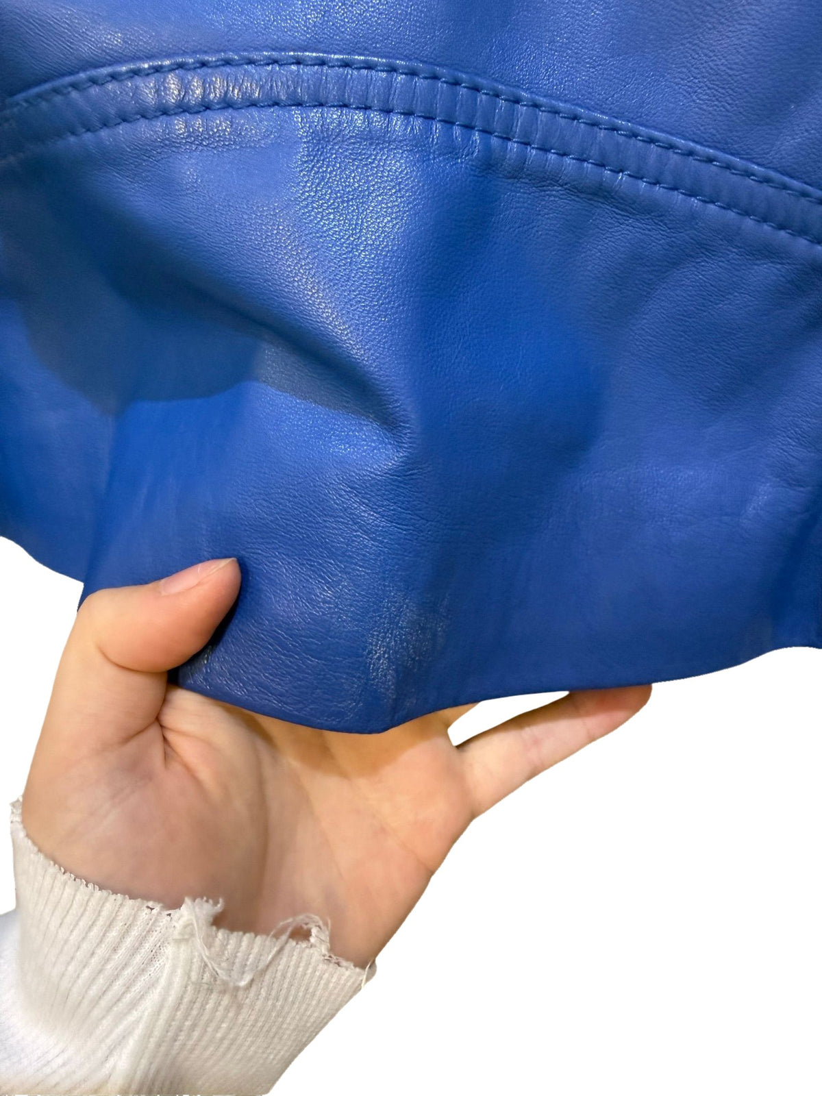 Escada Sport Yves Klein Blue Leather Biker Jacket 42