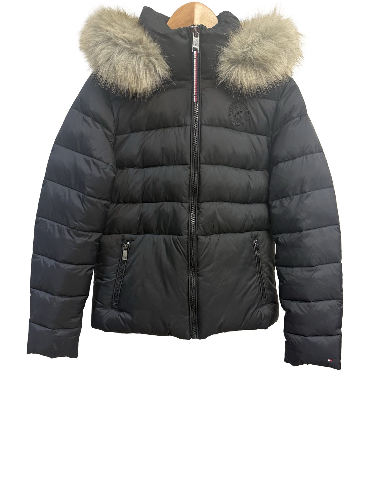 Tommy Hilfiger Black Puffer w Fur S