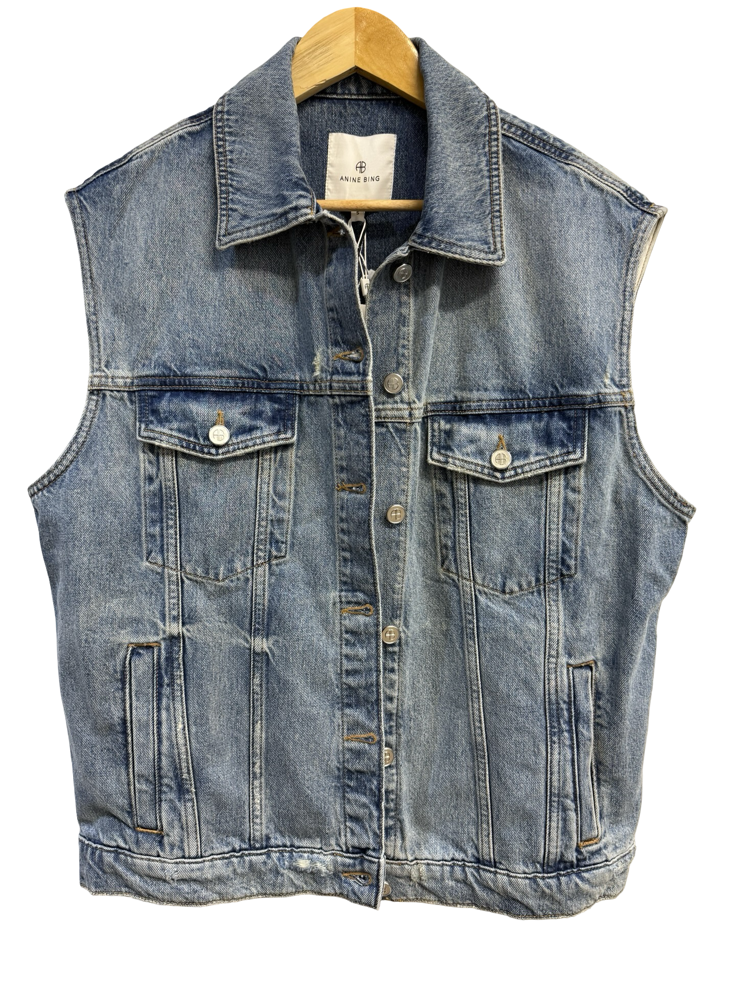 Anine Bing Blue Denim Vest S NWT
