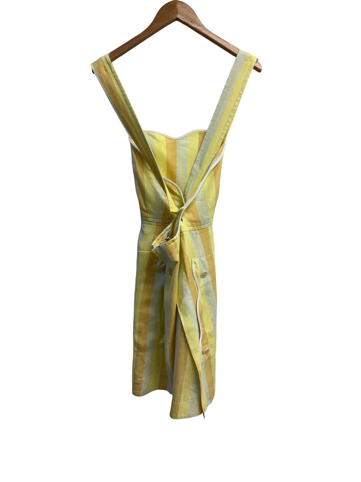 Oroton Yellow Striped Pinafore Dress 10