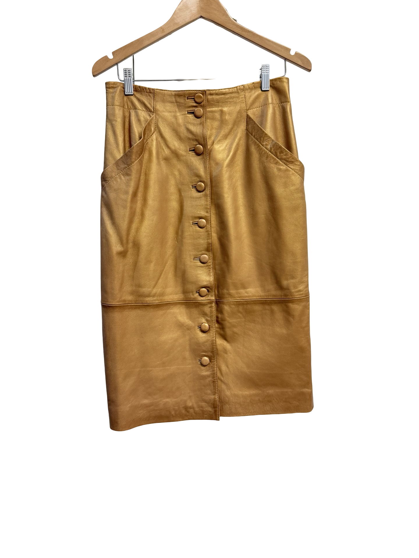 OnceWas Gold Leather Skirt 2