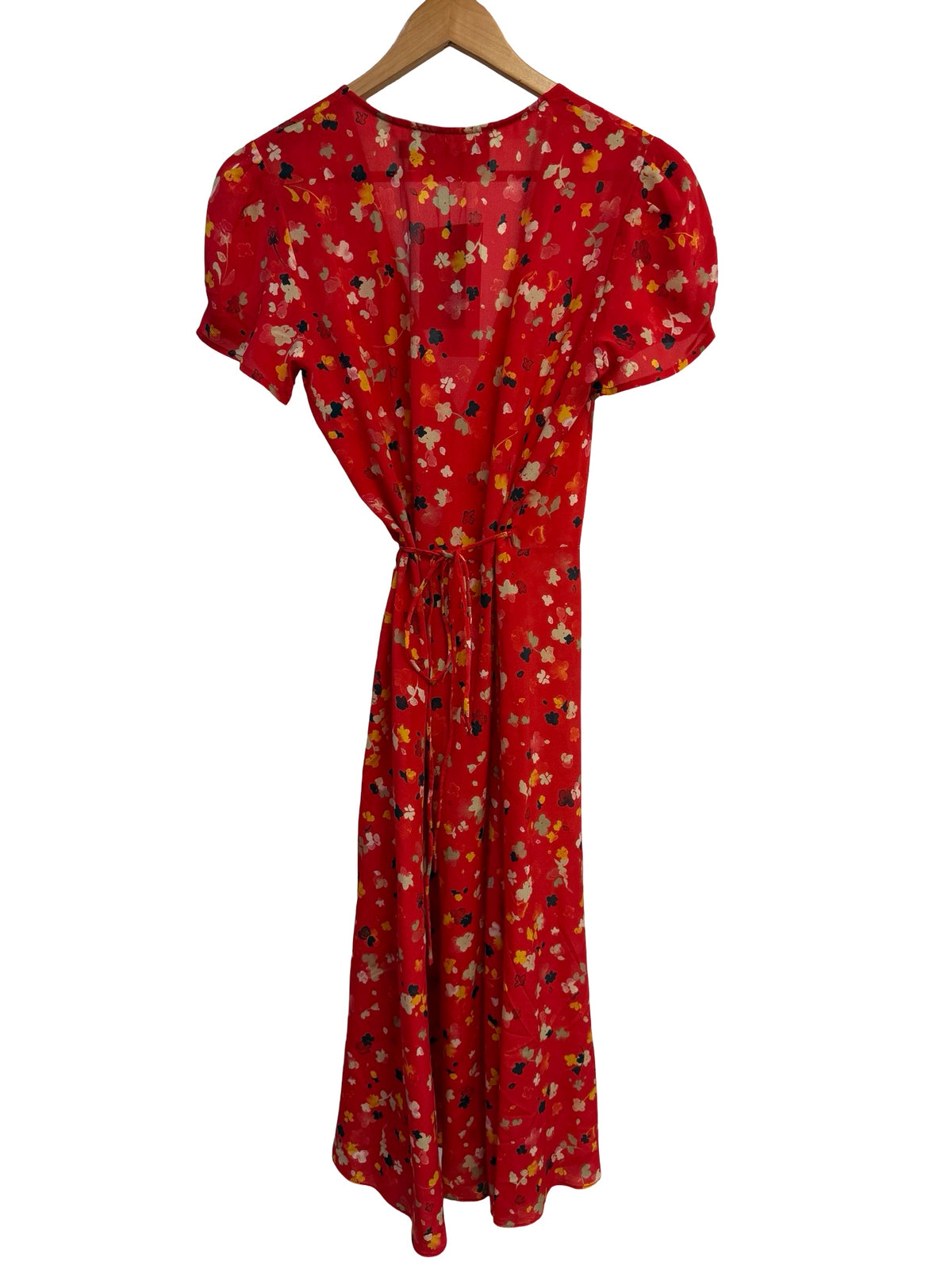 Realisation Par Red Silk Wrap Dress M