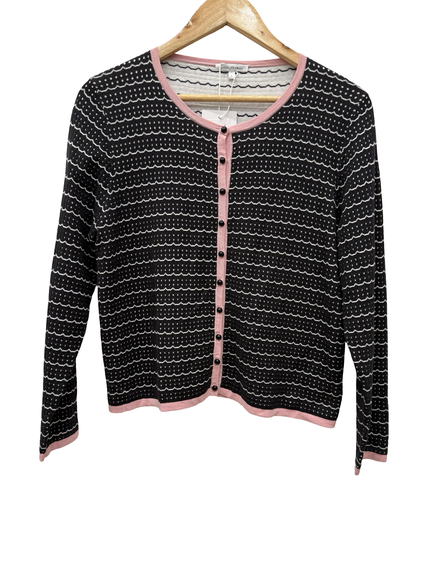 Anna Thomas Black/White Knit Cardigan XL