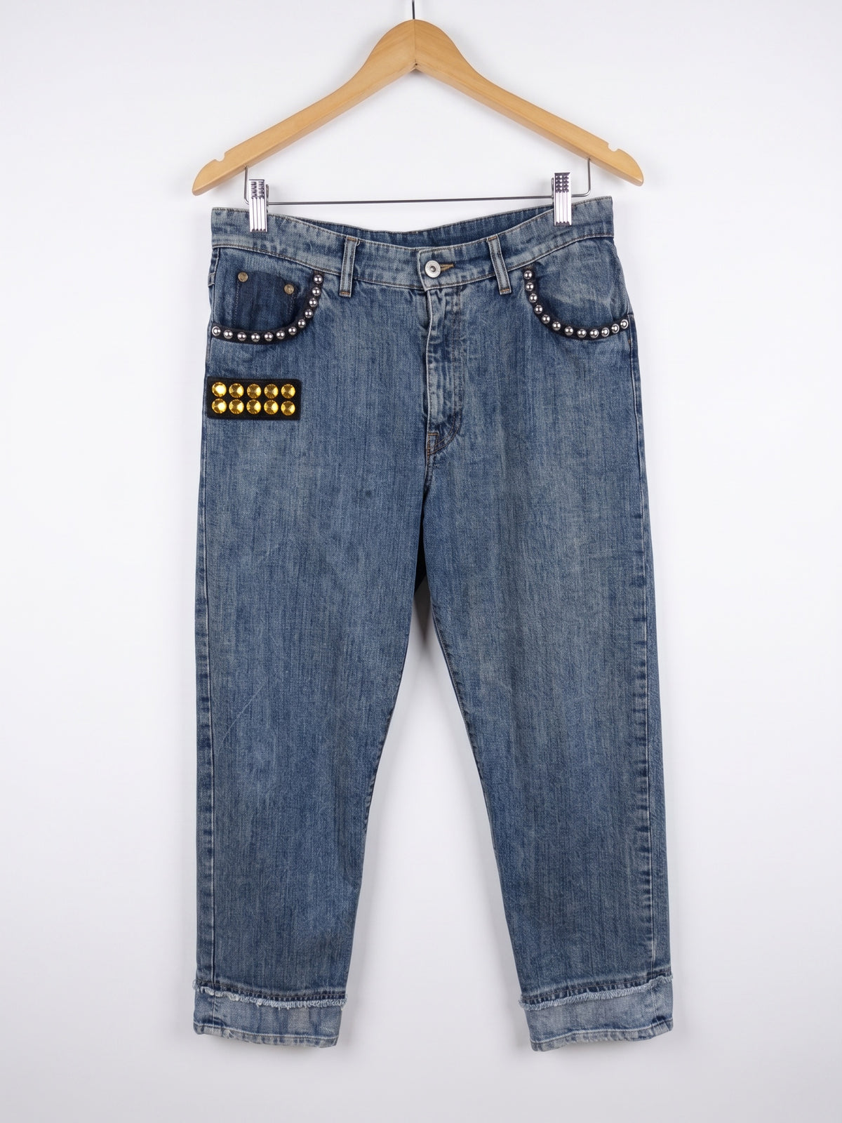 Miu Miu Blue Embellished Jeans 27