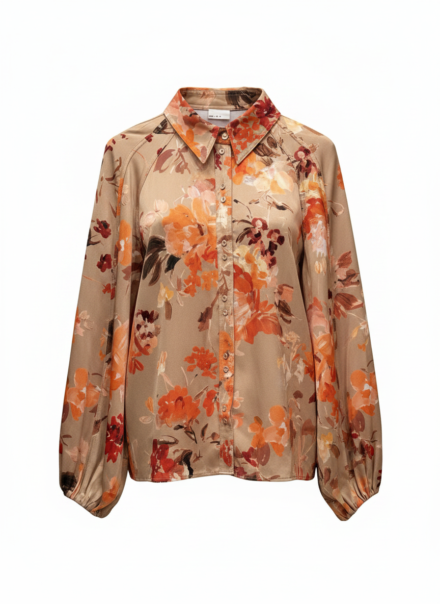 Aje Brown/Orange Flrl Shirt NWT 16