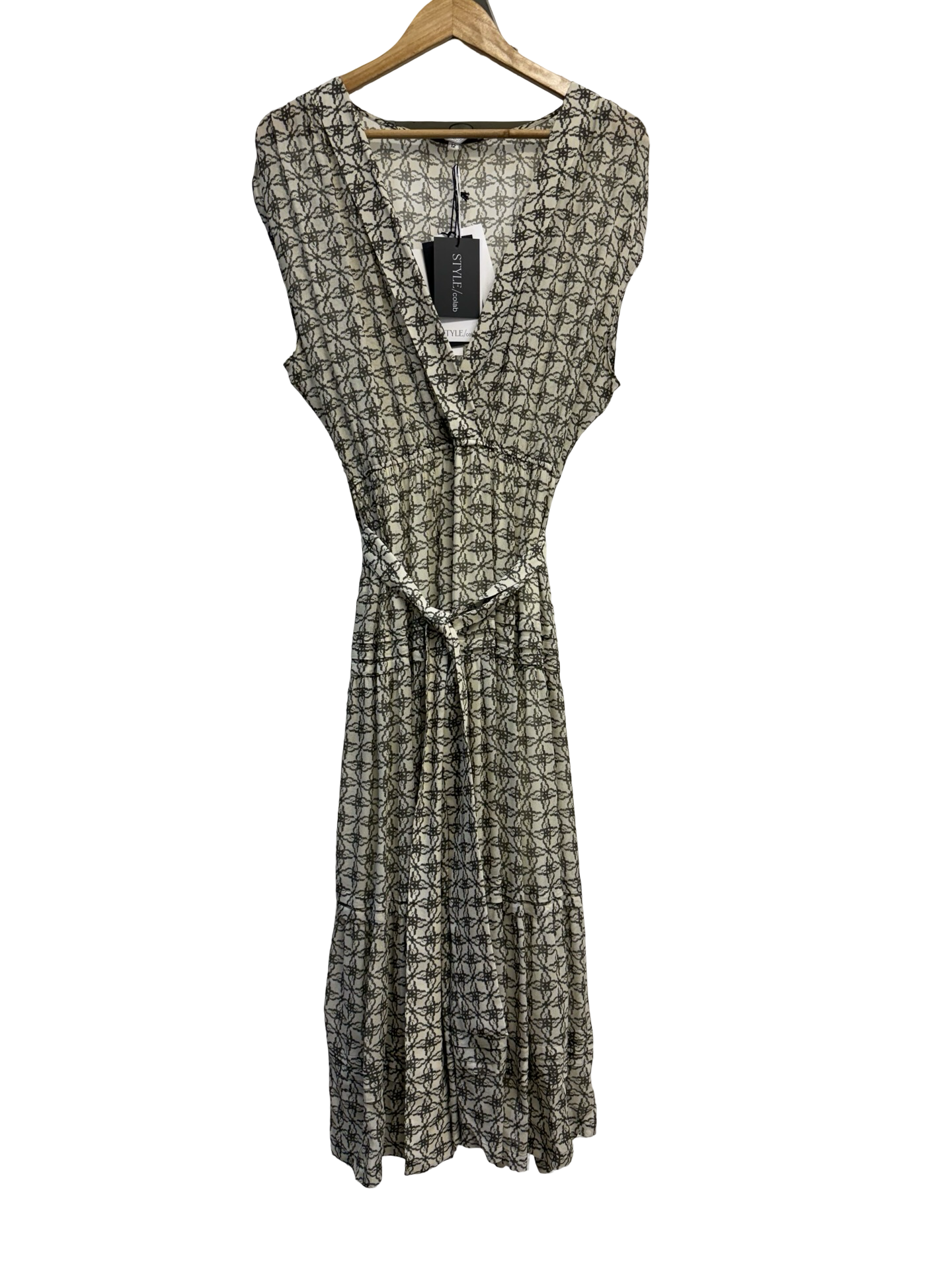 Caravan Olive/Cream Midi Dress M