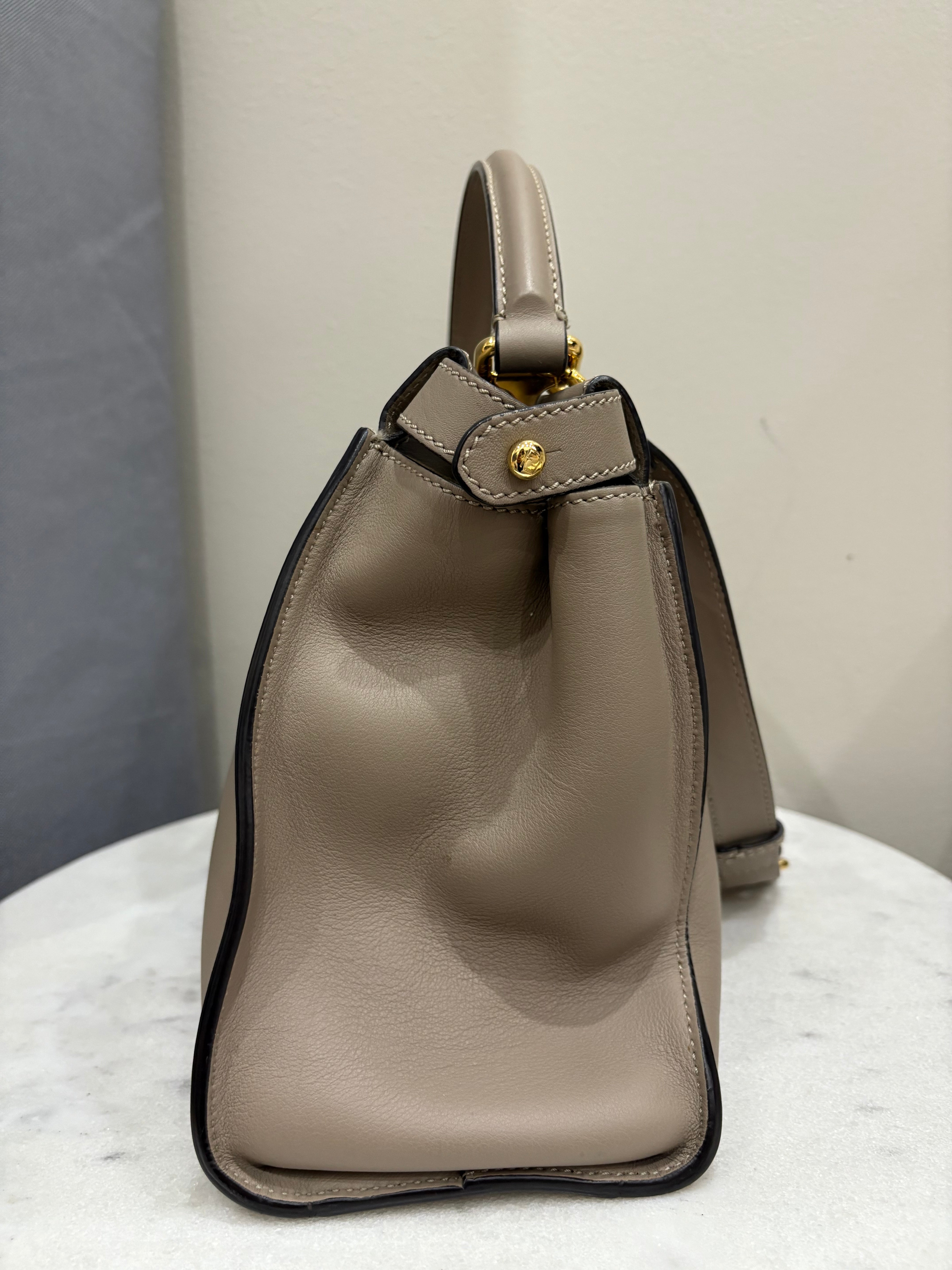 Fendi Neutral Peekaboo Tote Bag Medium