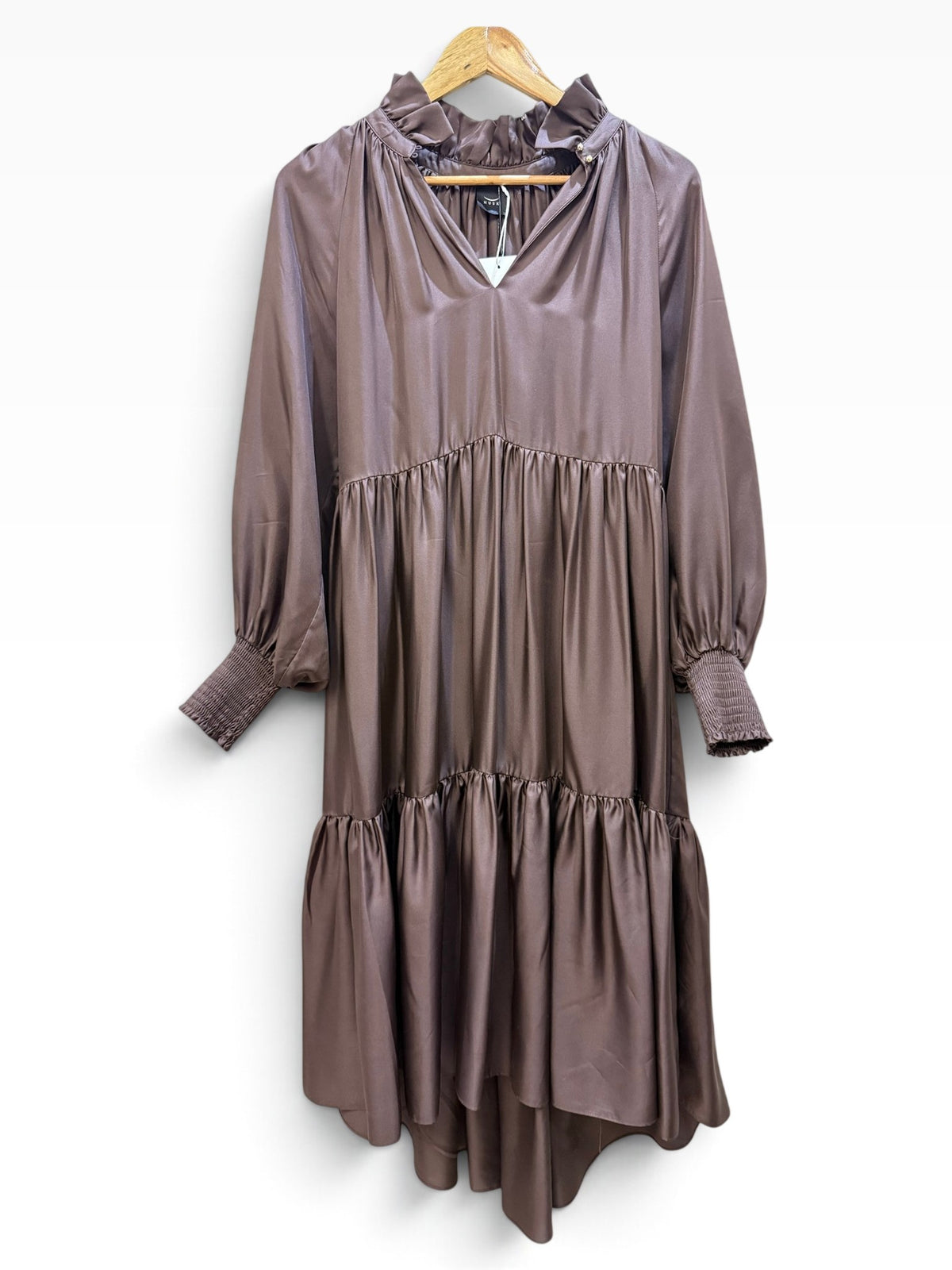 Husk Chocolate Tiered Dress 8