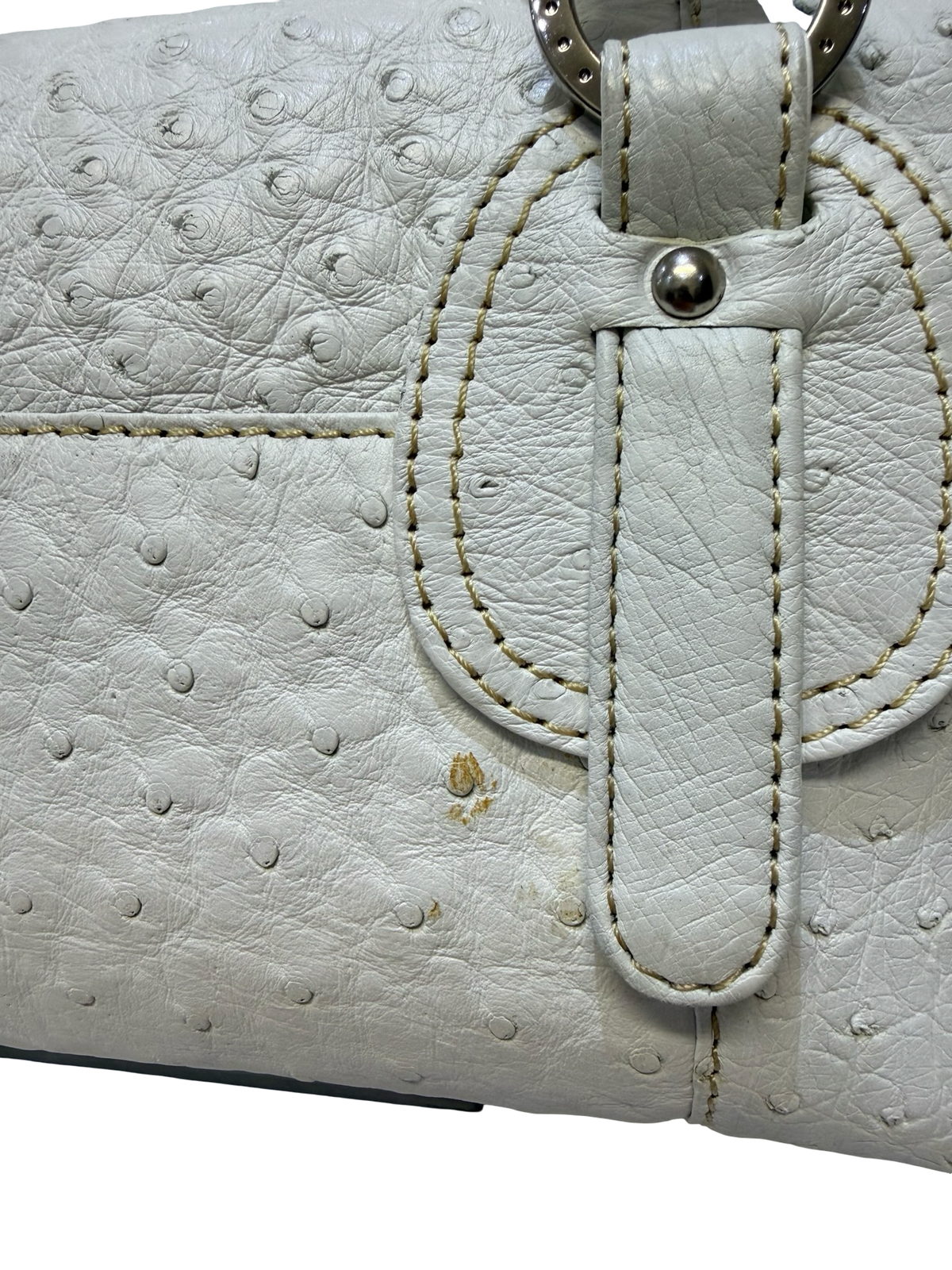 White Ostrich Leather Bag