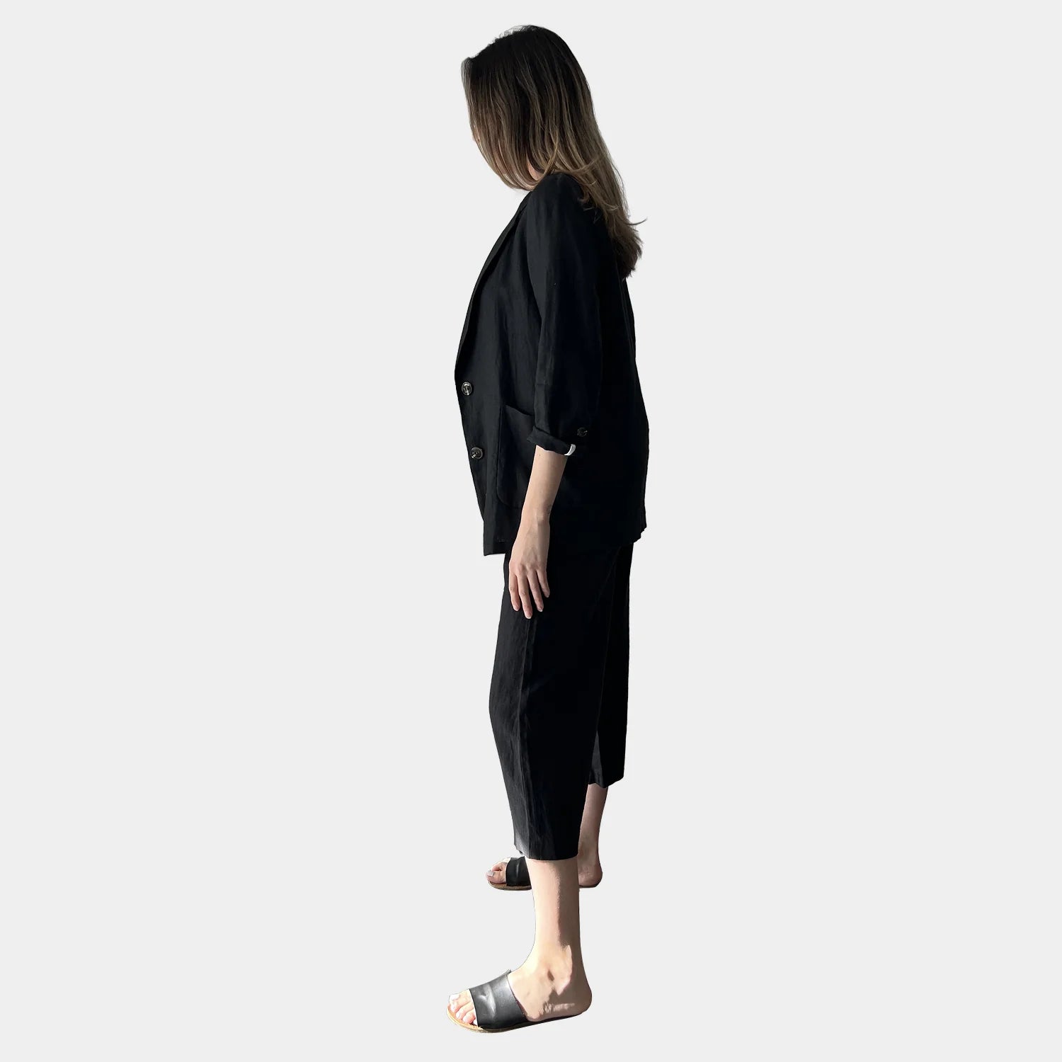 Amyic Natural/Black Linen Jacket