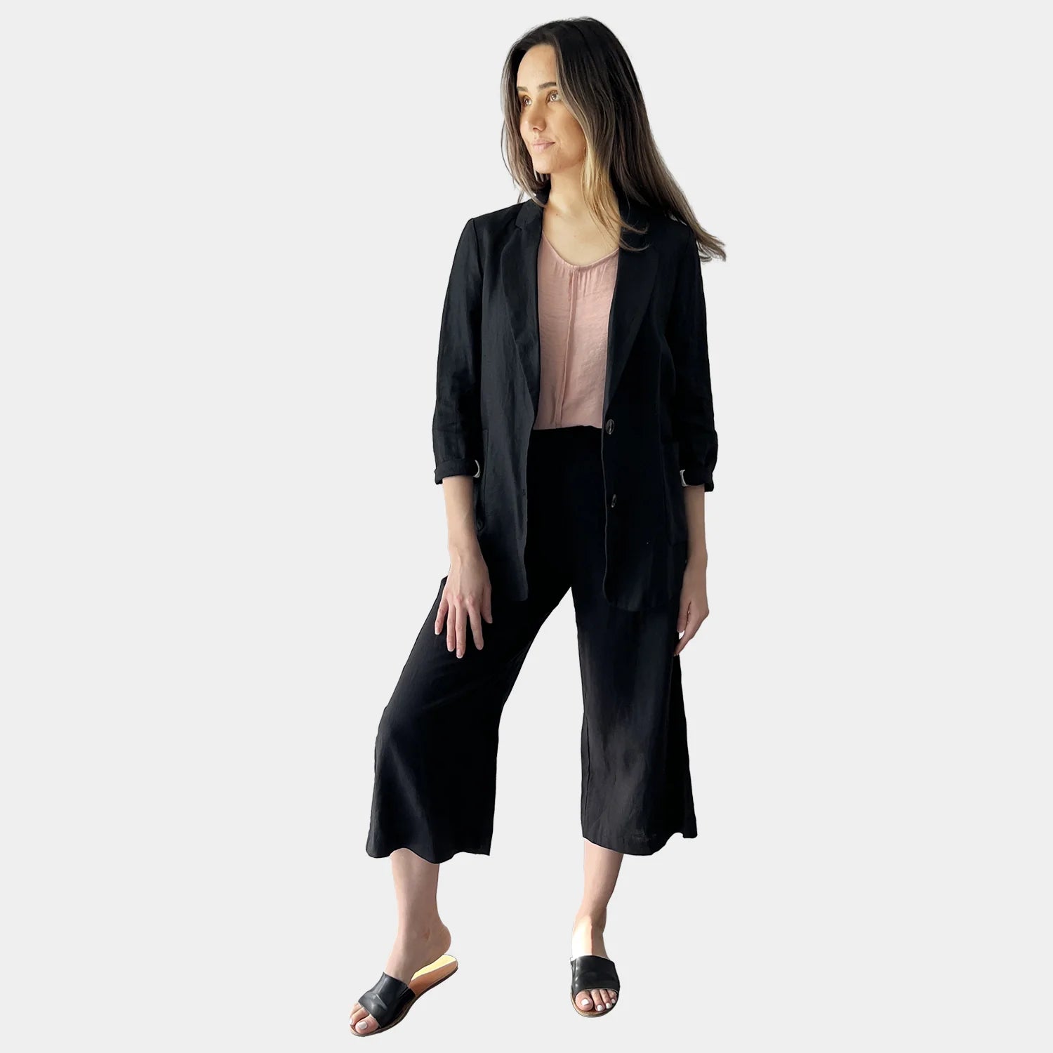 Amyic Natural/Black Linen Jacket