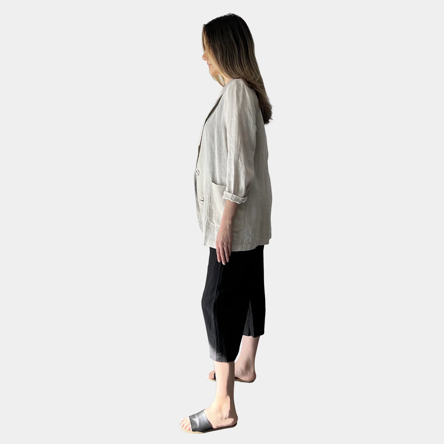 Amyic Natural/Black Linen Jacket