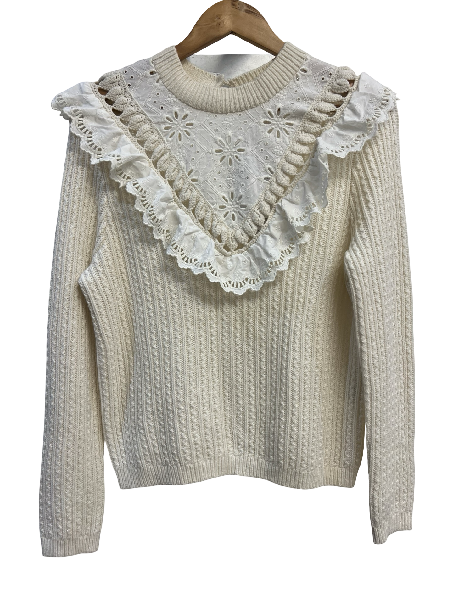 Le Maille Sezane White Knit Top M/L
