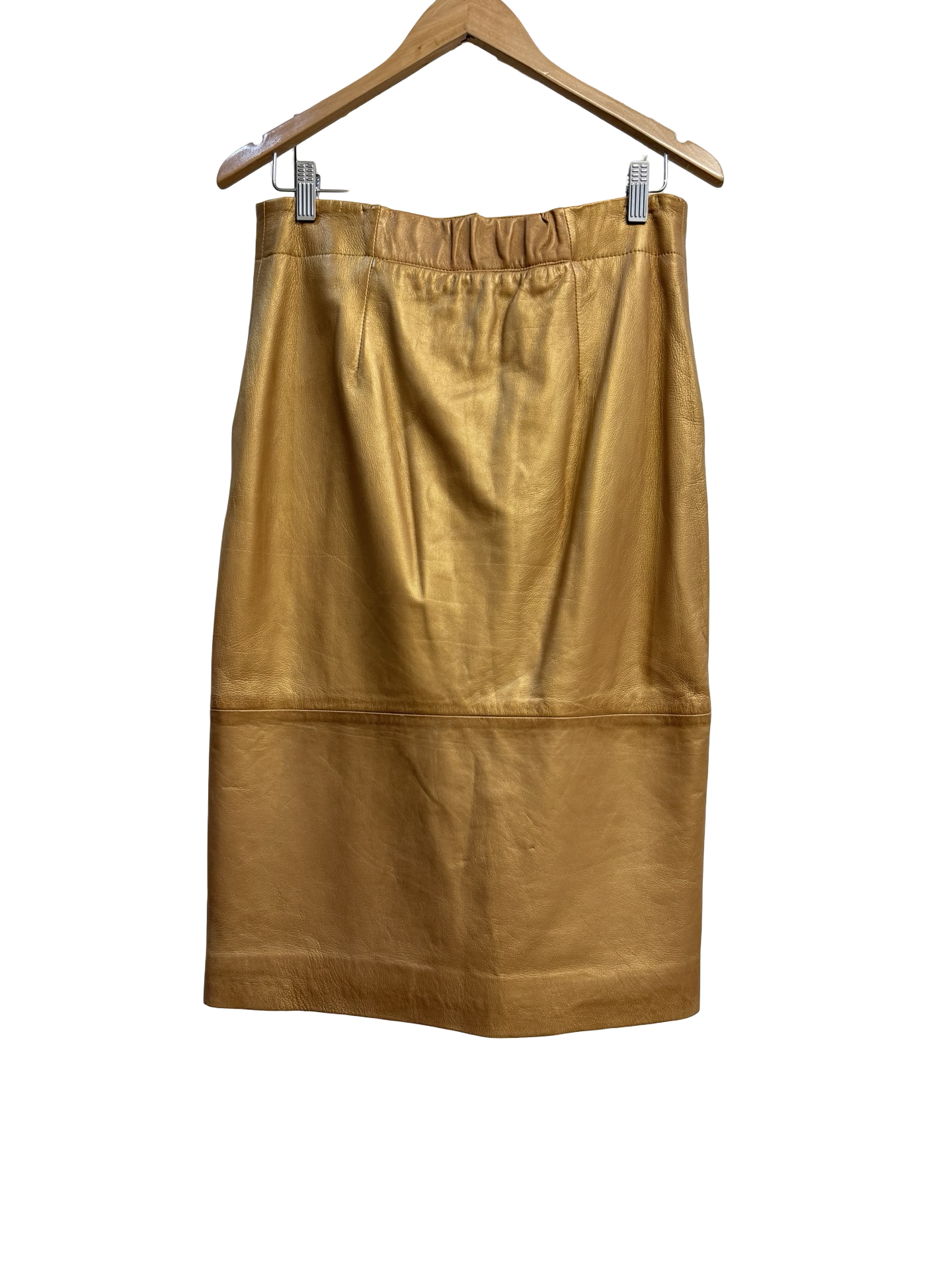 OnceWas Gold Leather Skirt 2