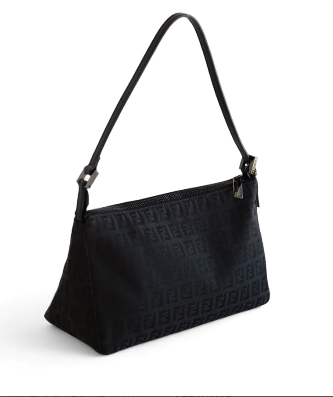 Fendi Zucchino Pochette Shoulder Bag Black