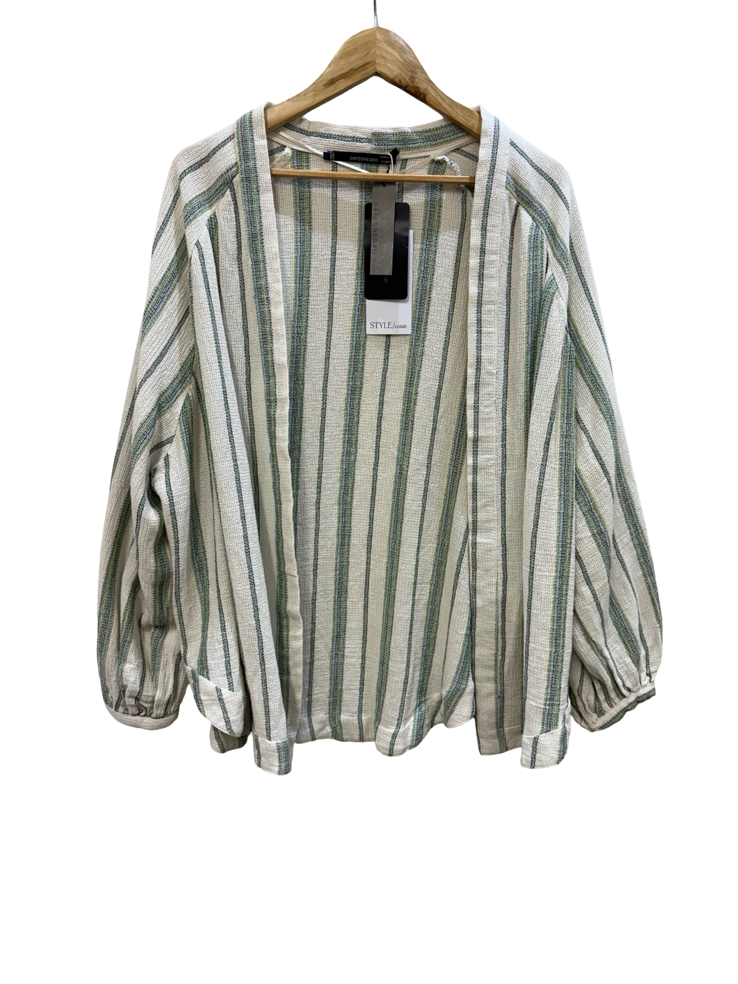 Orpheonegro Green2 Striped Kimono OS