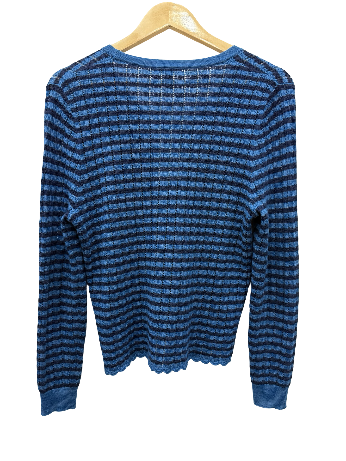 Anna Thomas Blue Stripe Knit Cardigan L