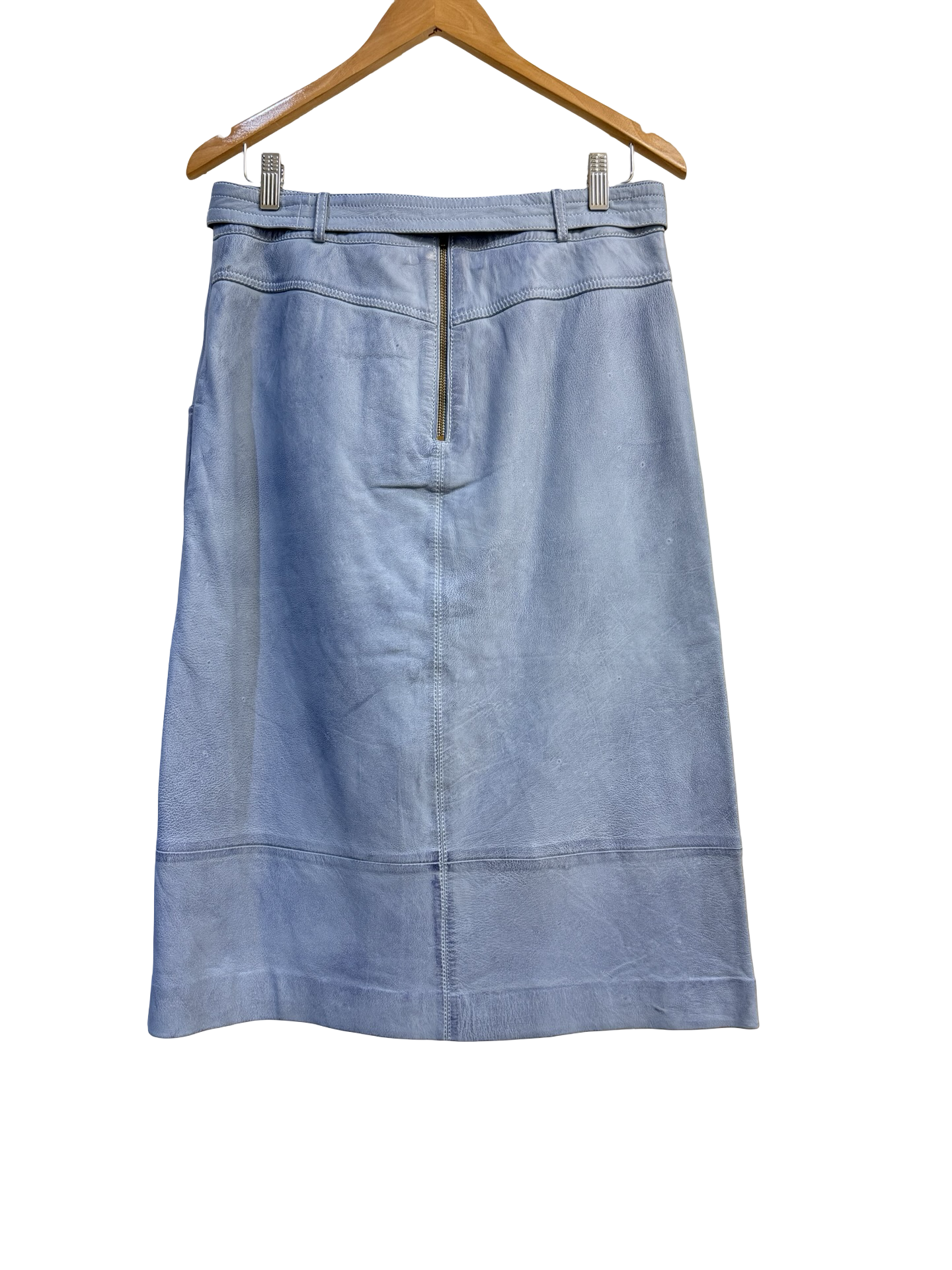 OnceWas Blue Leather Skirt 2