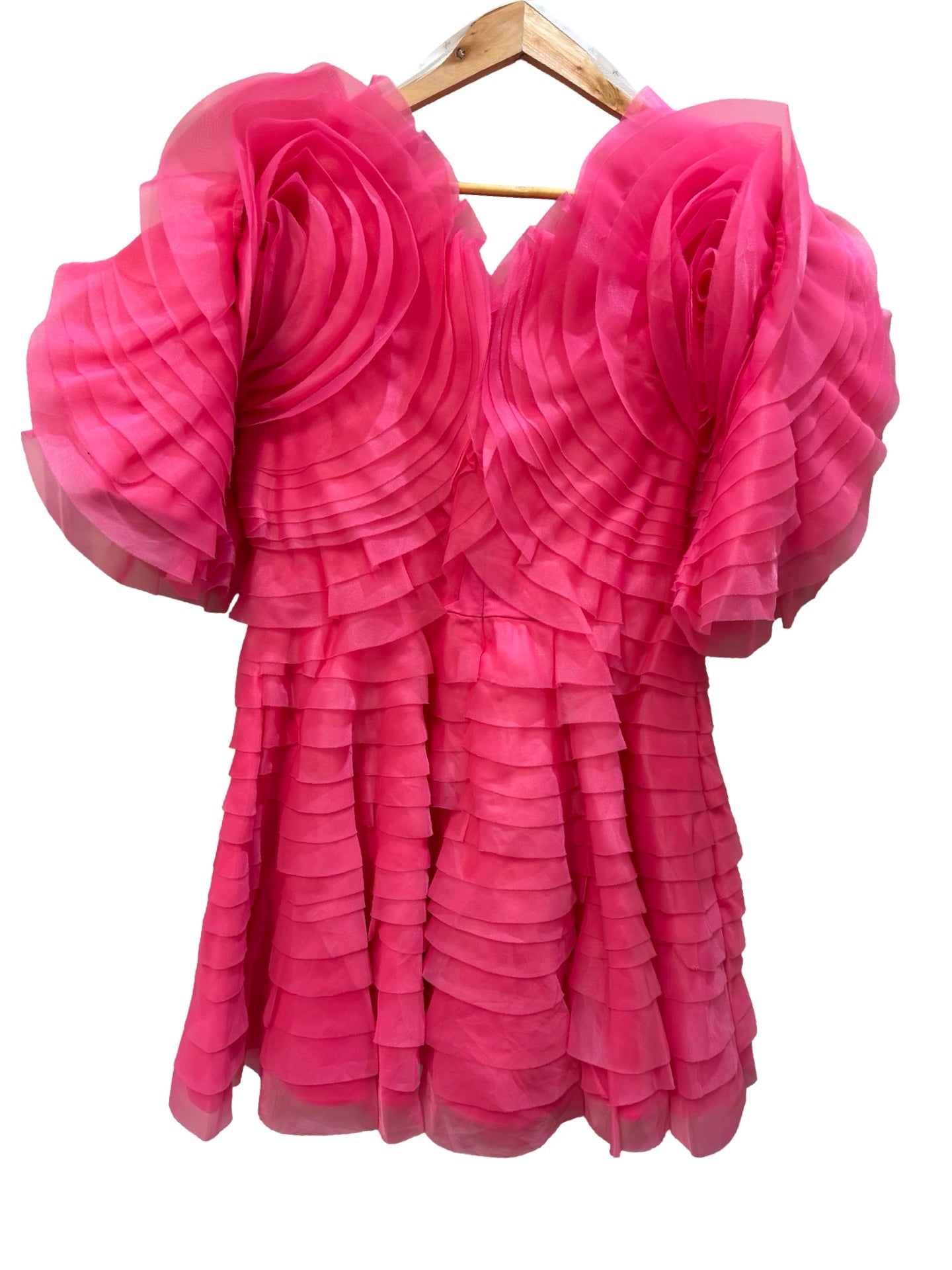 Aje Hot Pink Ruffle Dress 16